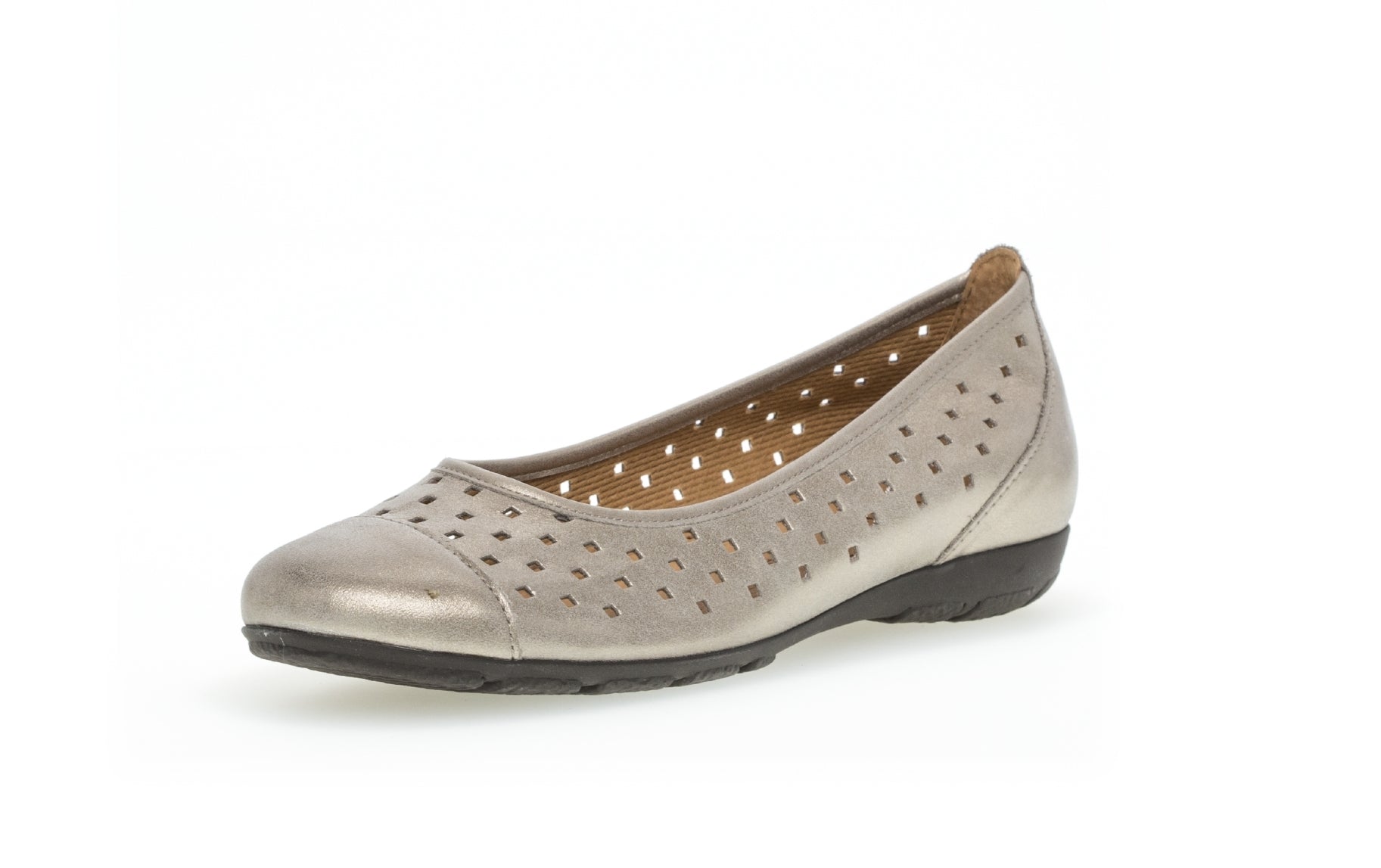 Geperforeerde ballerinapomp dames '24.169.62' - Zilver - ChaplinshoesGeperforeerde damesballerinapump '24.169.62' - SilverGabor