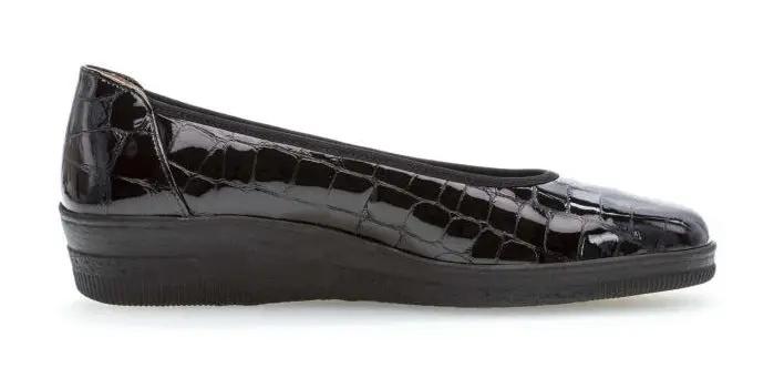 '36.400.97' dameslaofer - crocoprint lak Zwart - Chaplinshoes'36.400.97' dames laofer - crocoprint lak ZwartGabor