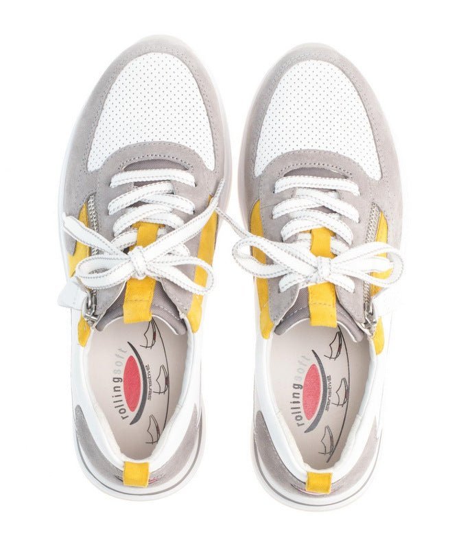 '46.918.40' women's walking rolling sneaker - White yellow mix - Chaplinshoes'46.918.40' women's walking rolling sneaker - White yellow mixGabor