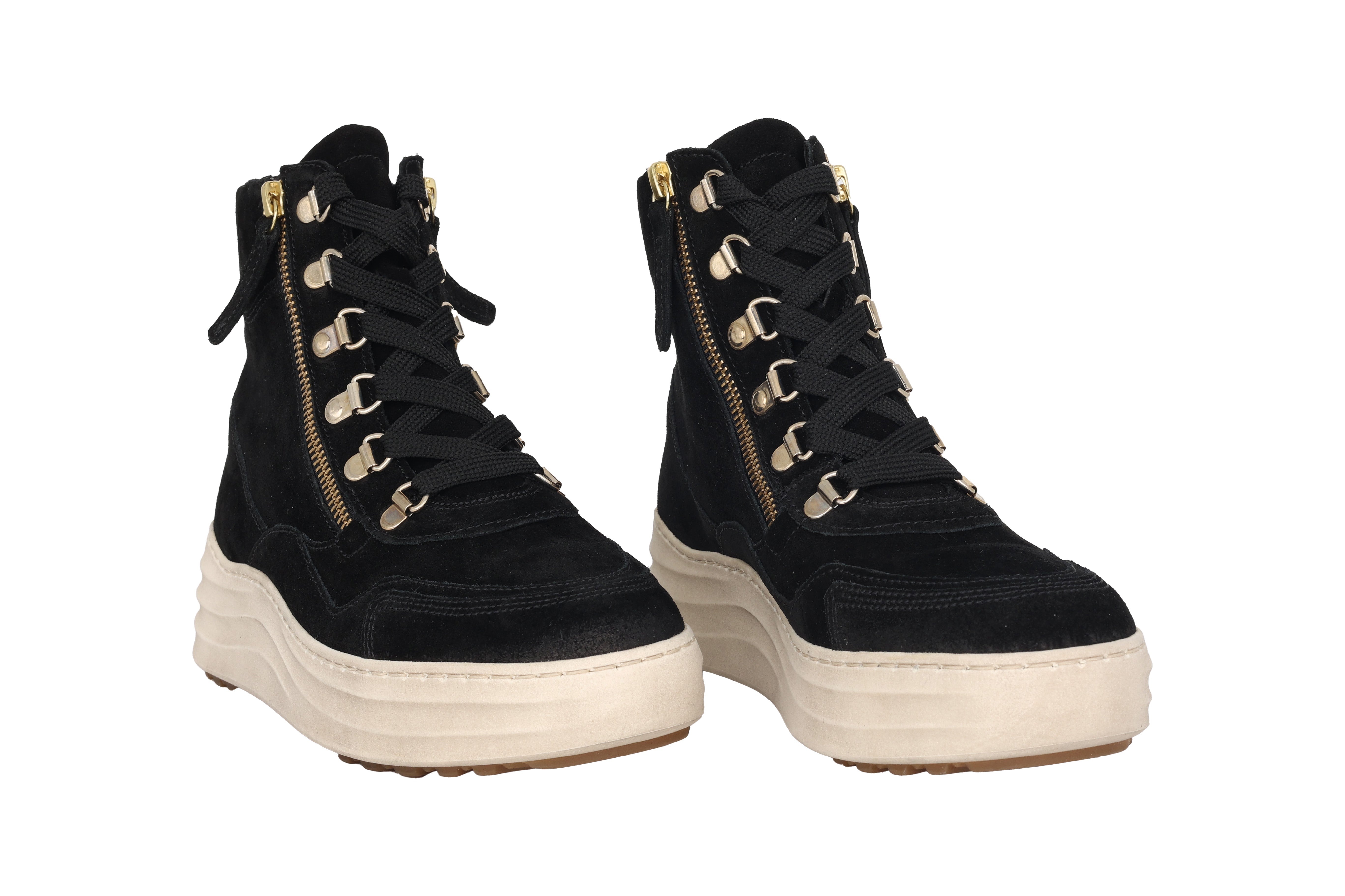 Damskie, ocieplane, sznurowane botki '76.568.37' - czarne