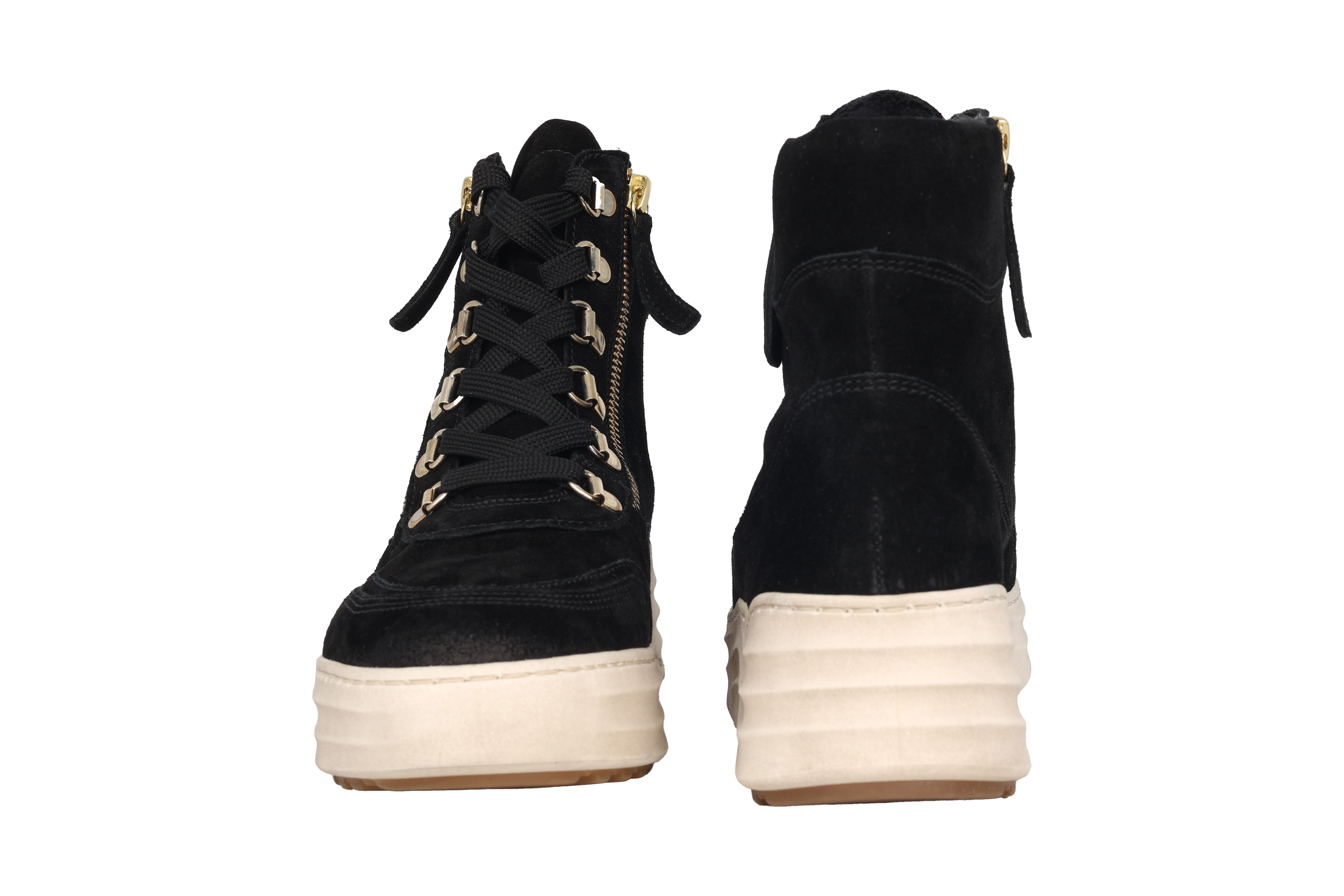 Damskie, ocieplane, sznurowane botki '76.568.37' - czarne