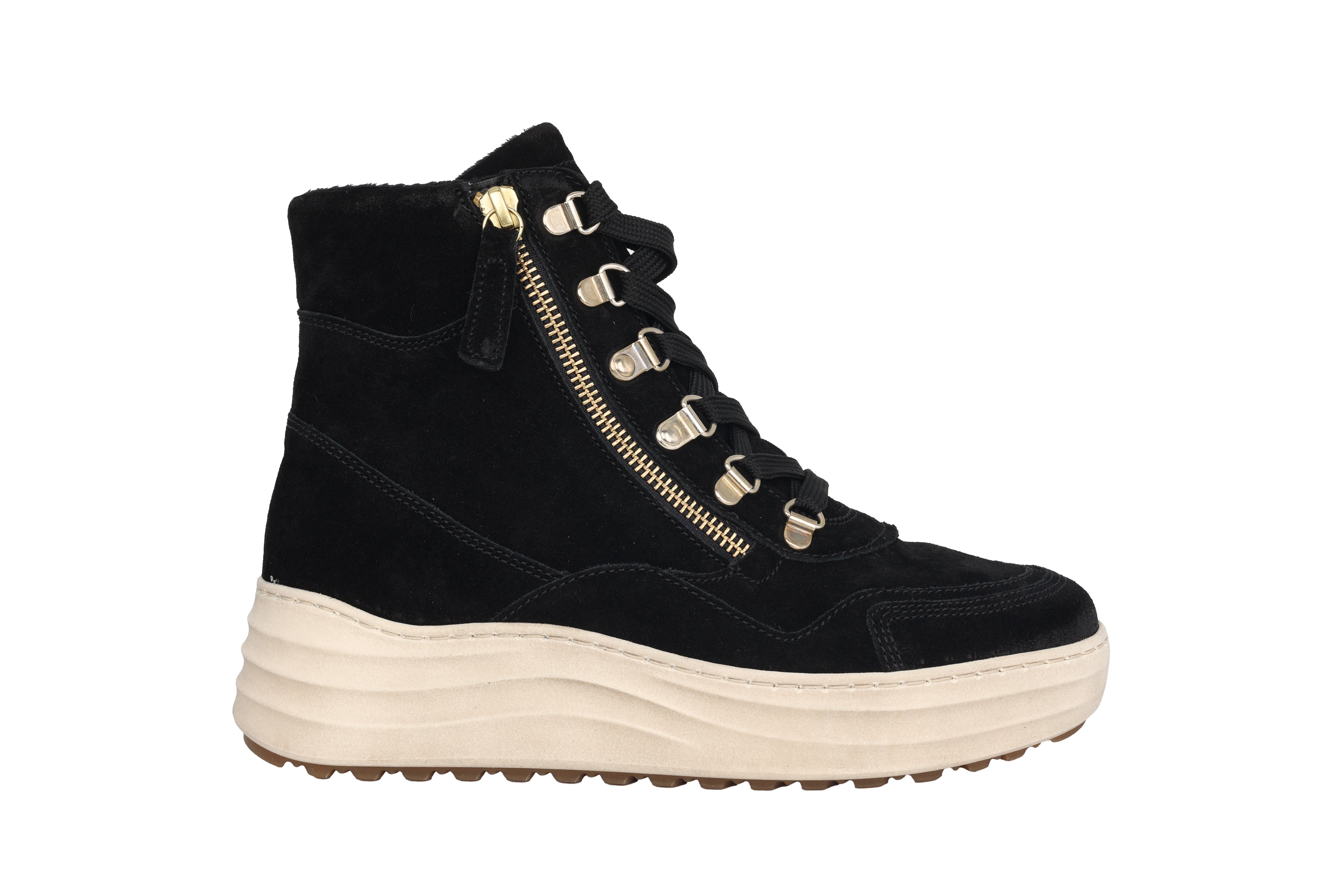 Damskie, ocieplane, sznurowane botki '76.568.37' - czarne