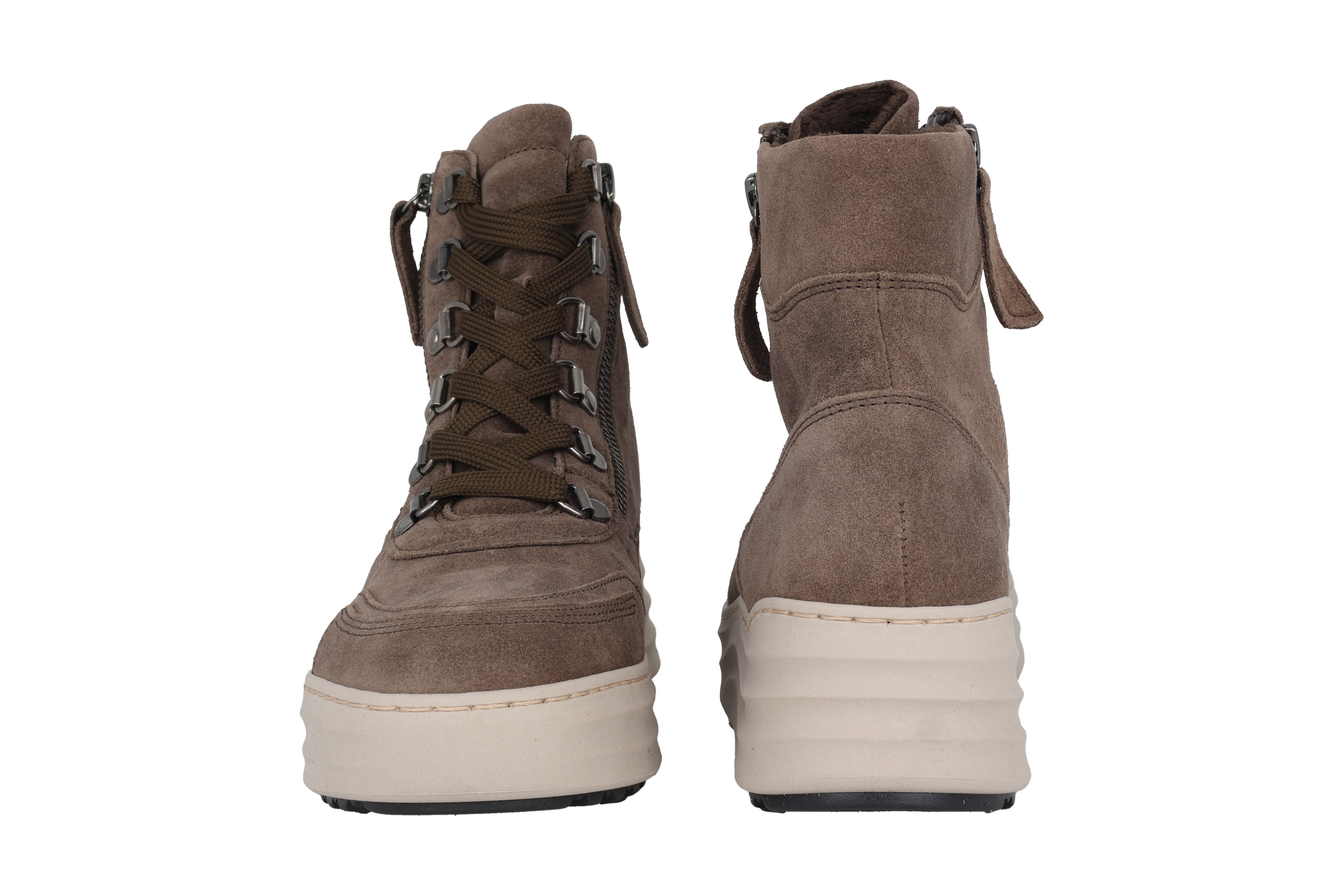 '76.568.30' varmforet damestøvle med blonder og lynlås - Brun