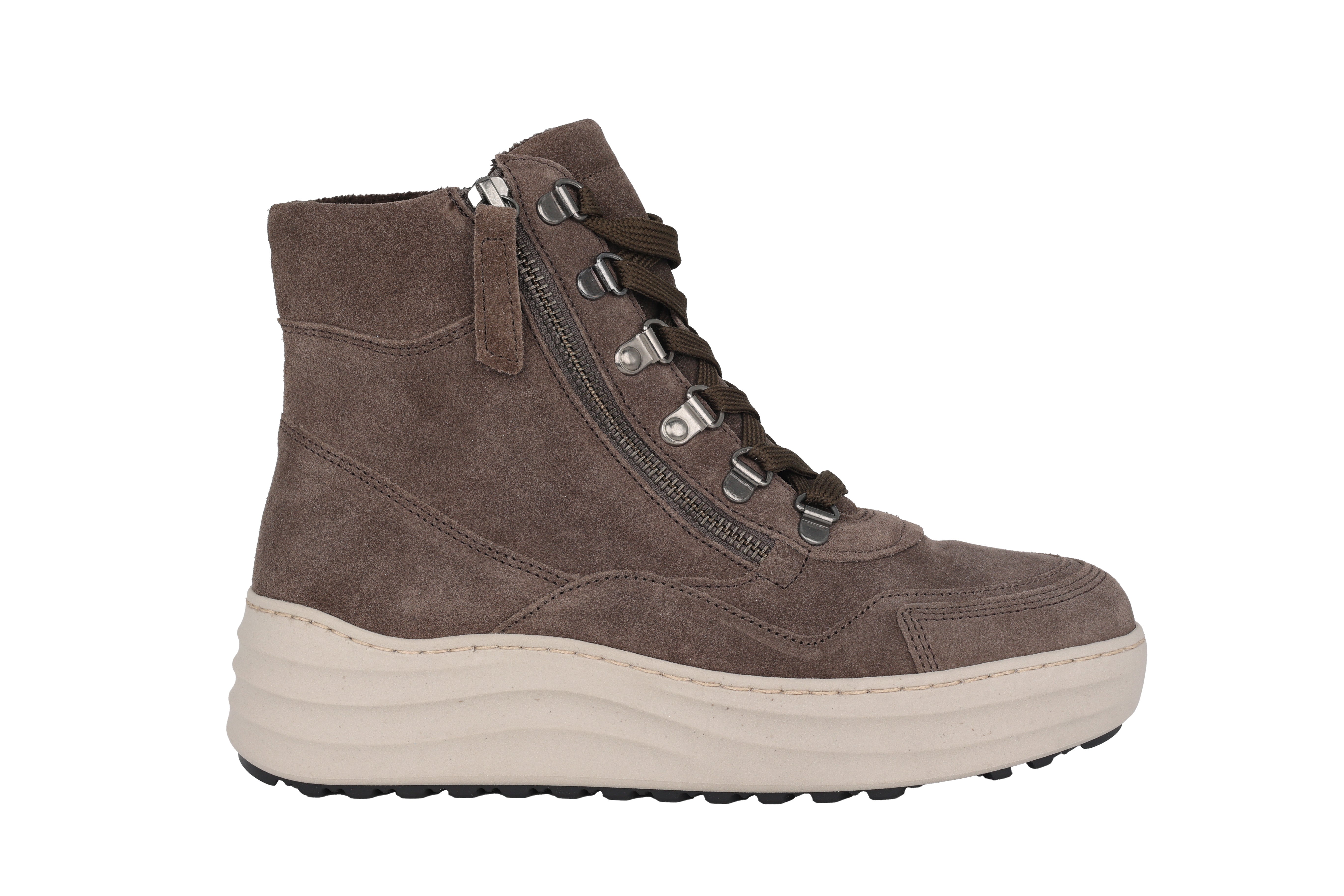 '76.568.30' varmforet damestøvle med blonder og lynlås - Brun