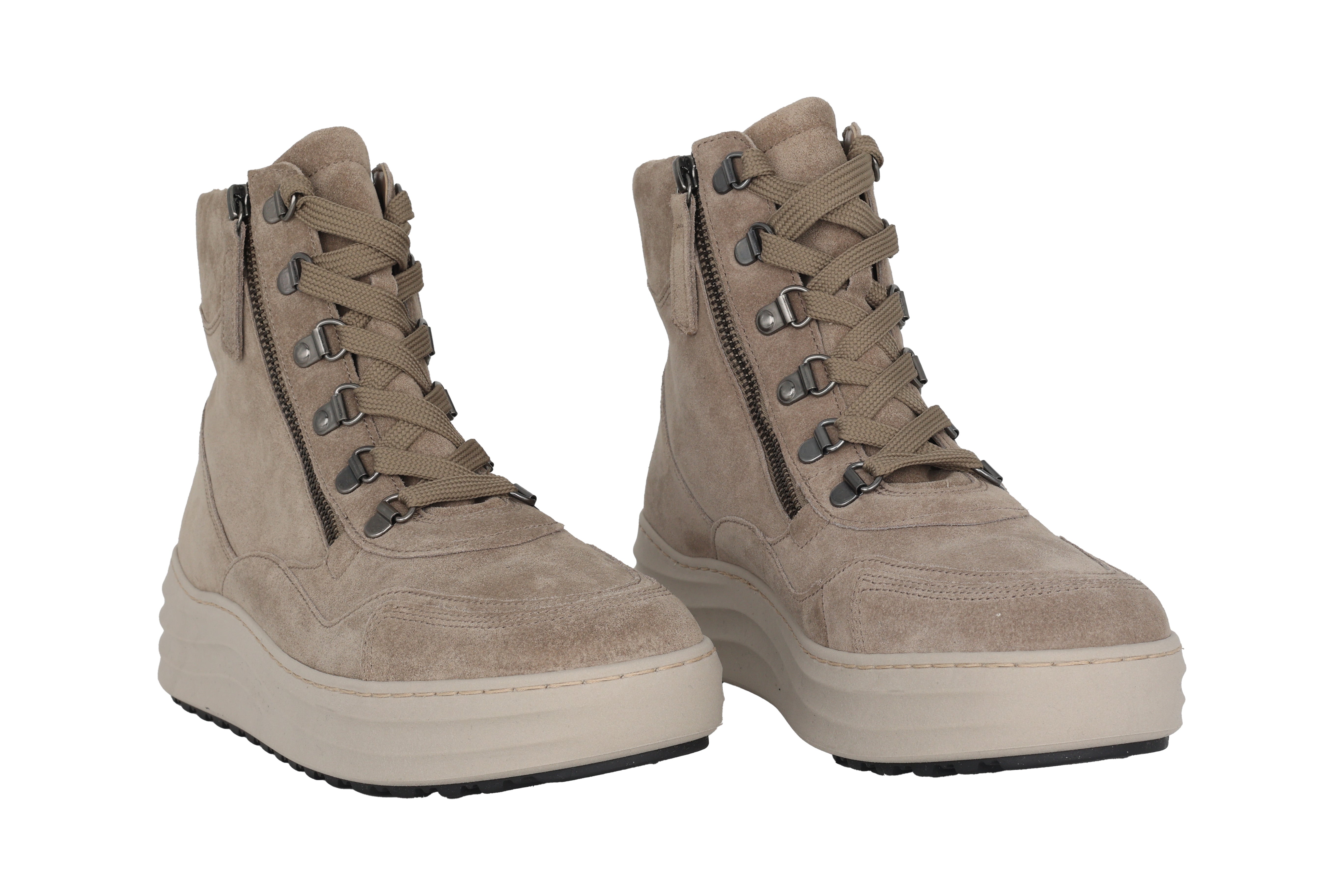 Warmgevoerde dameslaars met veterrits '76.568.39' - Grijs