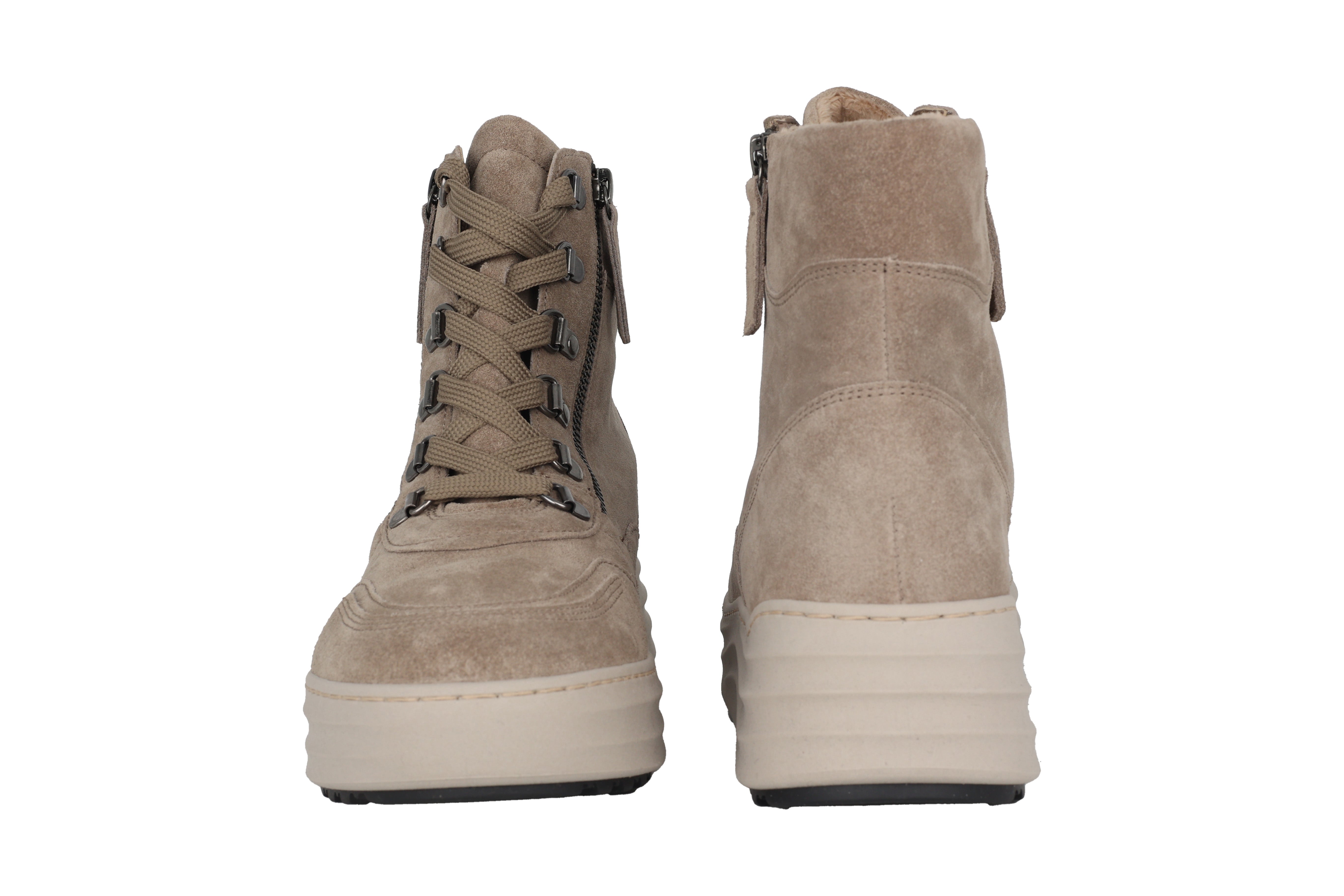 Warmgevoerde dameslaars met veterrits '76.568.39' - Grijs