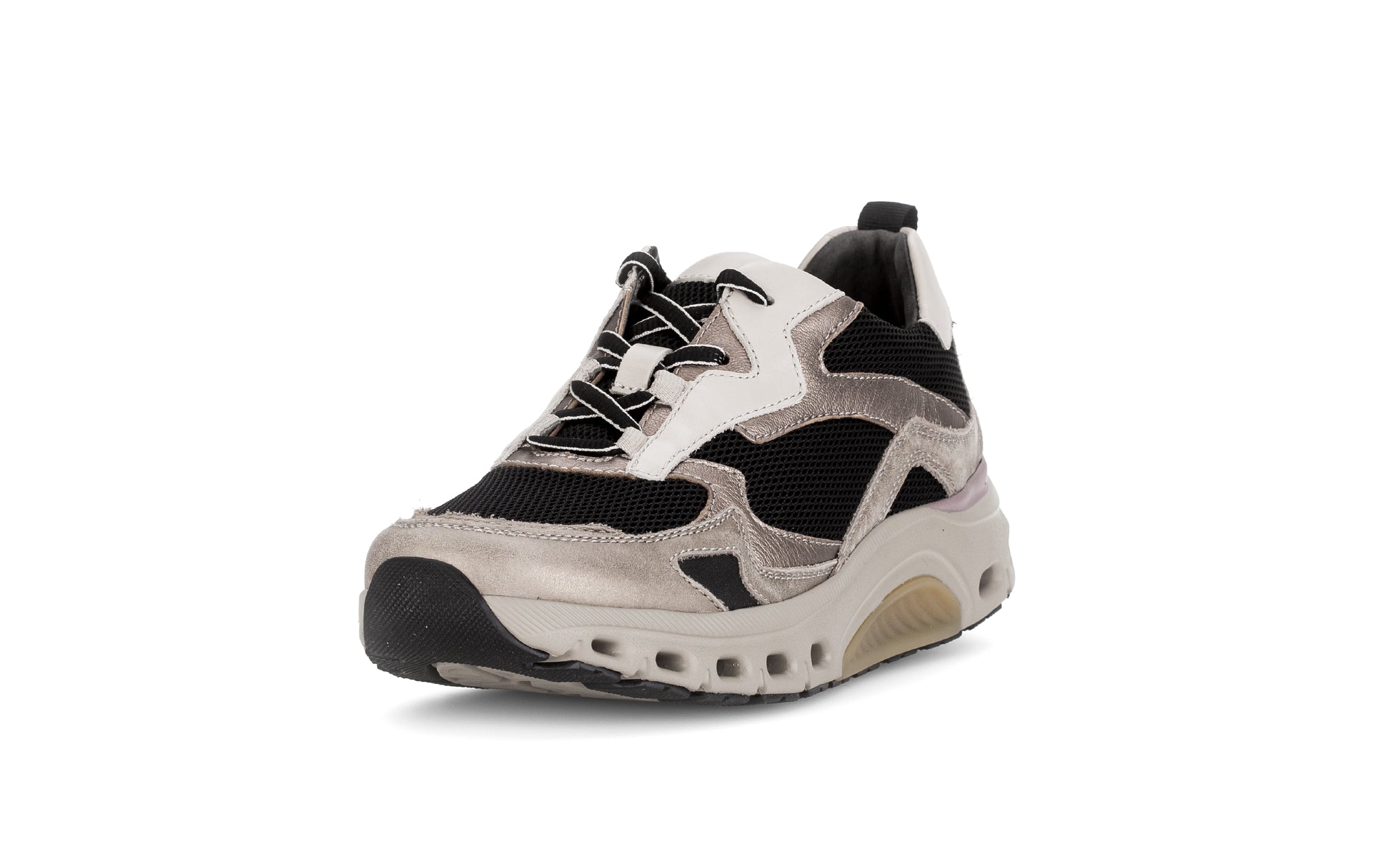 Damen-Rollschuh-Sneaker „76.986.22“ – Schwarz-Gold-Weiß-Mix