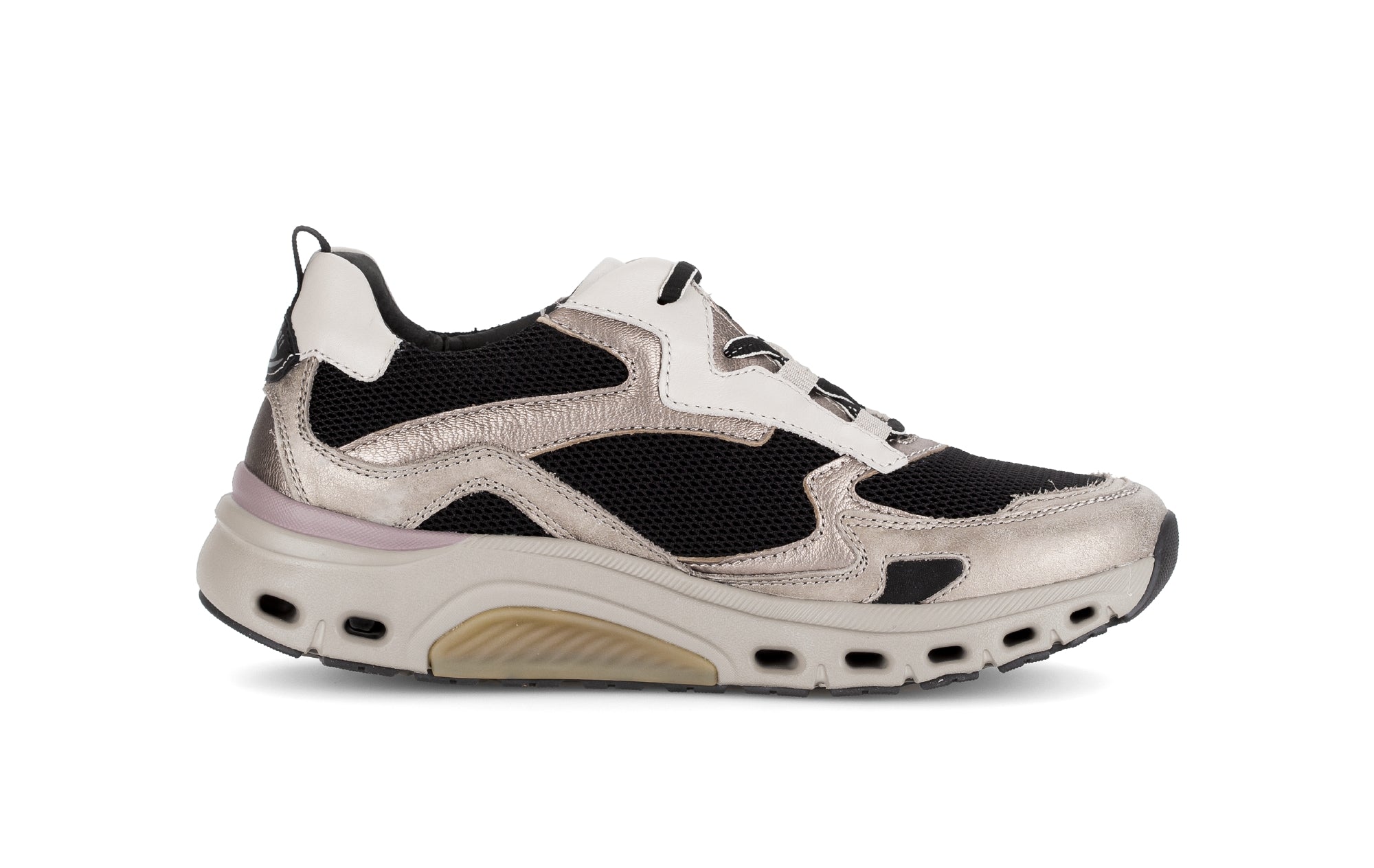 Damen-Rollschuh-Sneaker „76.986.22“ – Schwarz-Gold-Weiß-Mix