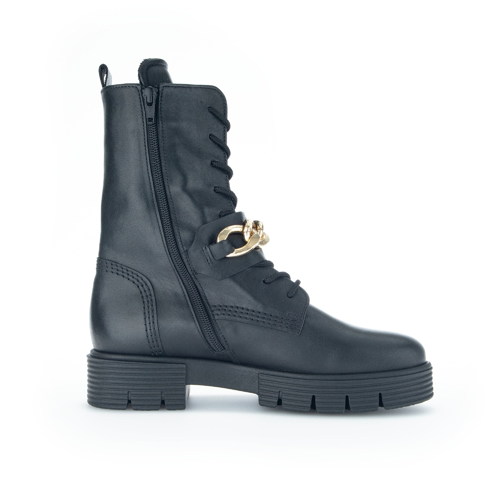 '92.743.67' women's wide fit (H) lace - zip boot - Black - Chaplinshoes'92.743.67' women's wide fit (H) lace - zip boot - BlackGabor