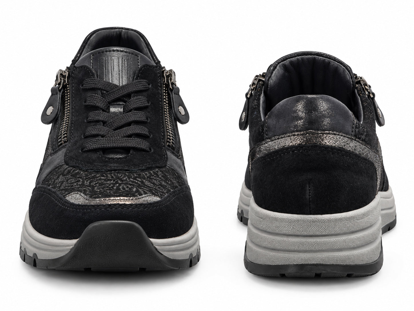 'H-April' dam sneaker med bred passform (H) - svart
