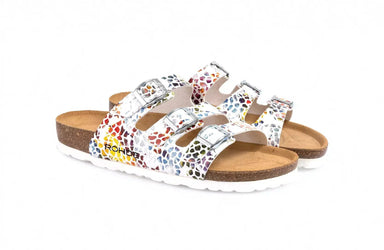 'Alba' women's slide sandal - white mix multi - Chaplinshoes'Alba' women's slide sandal - white mix multiRohde