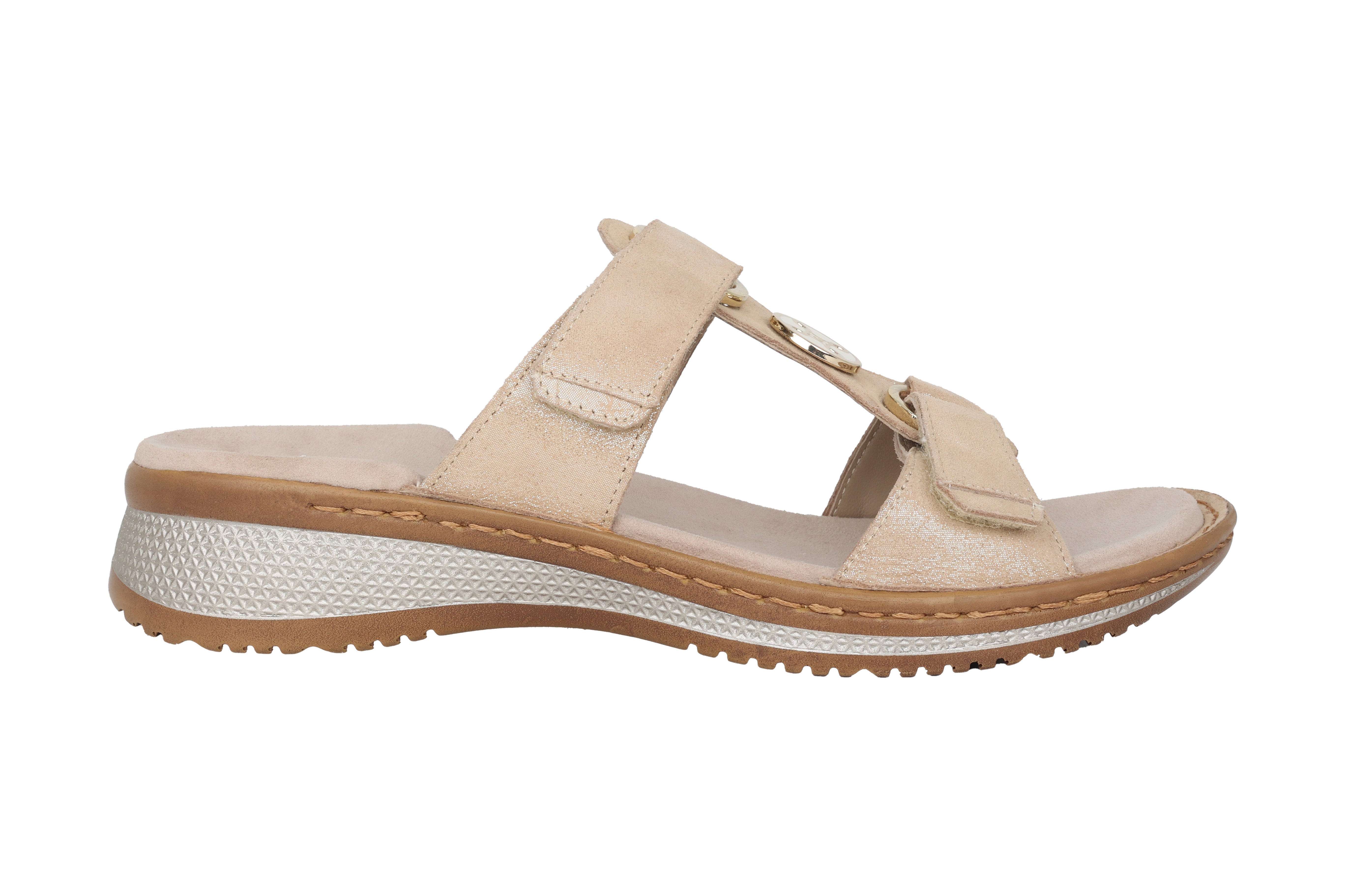 Damen-Mulesandale „Hawaii“ mit doppeltem Riemen – Beige