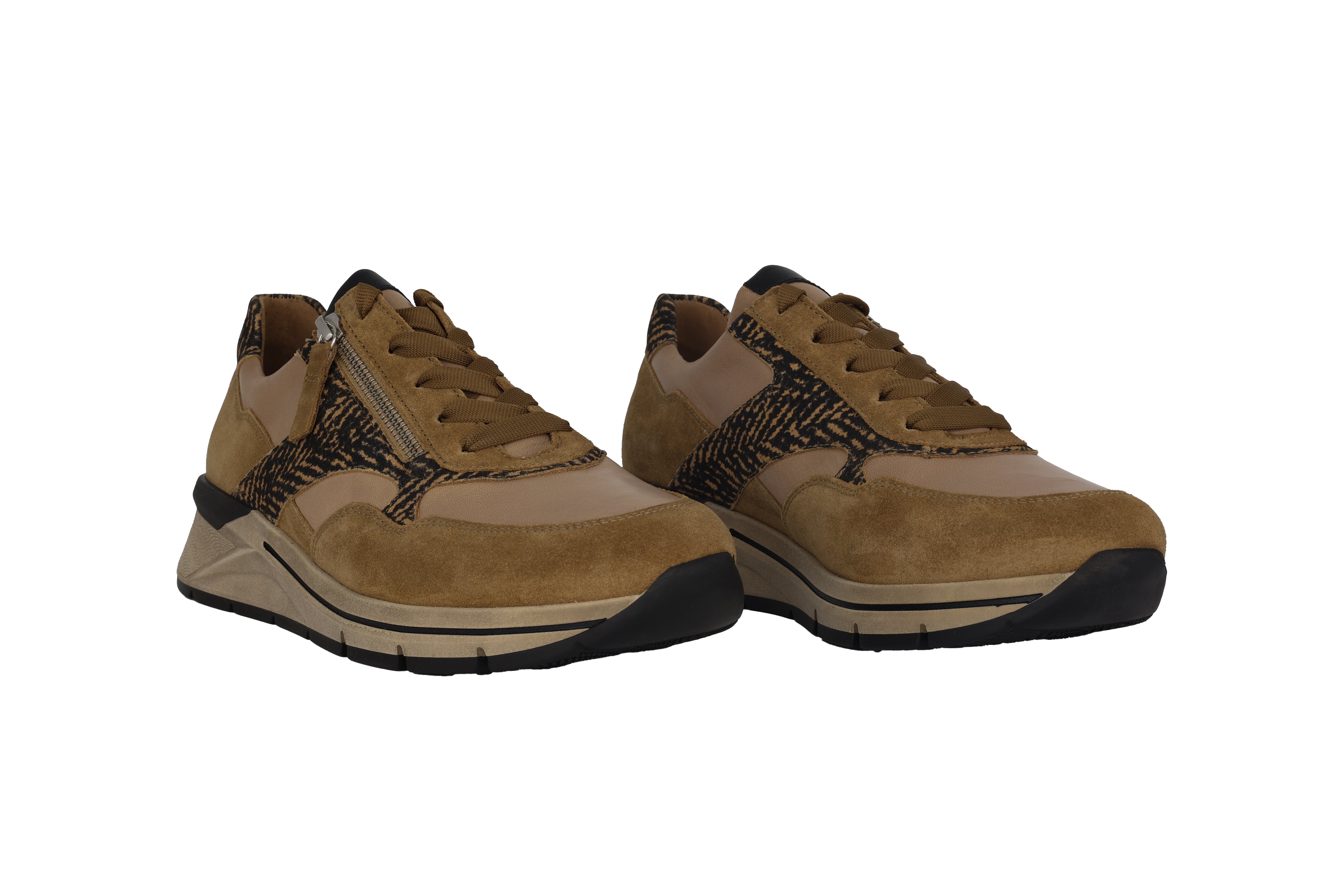 '76.586.51' women's wide fit (H) lace-zip sneaker - Beige mix