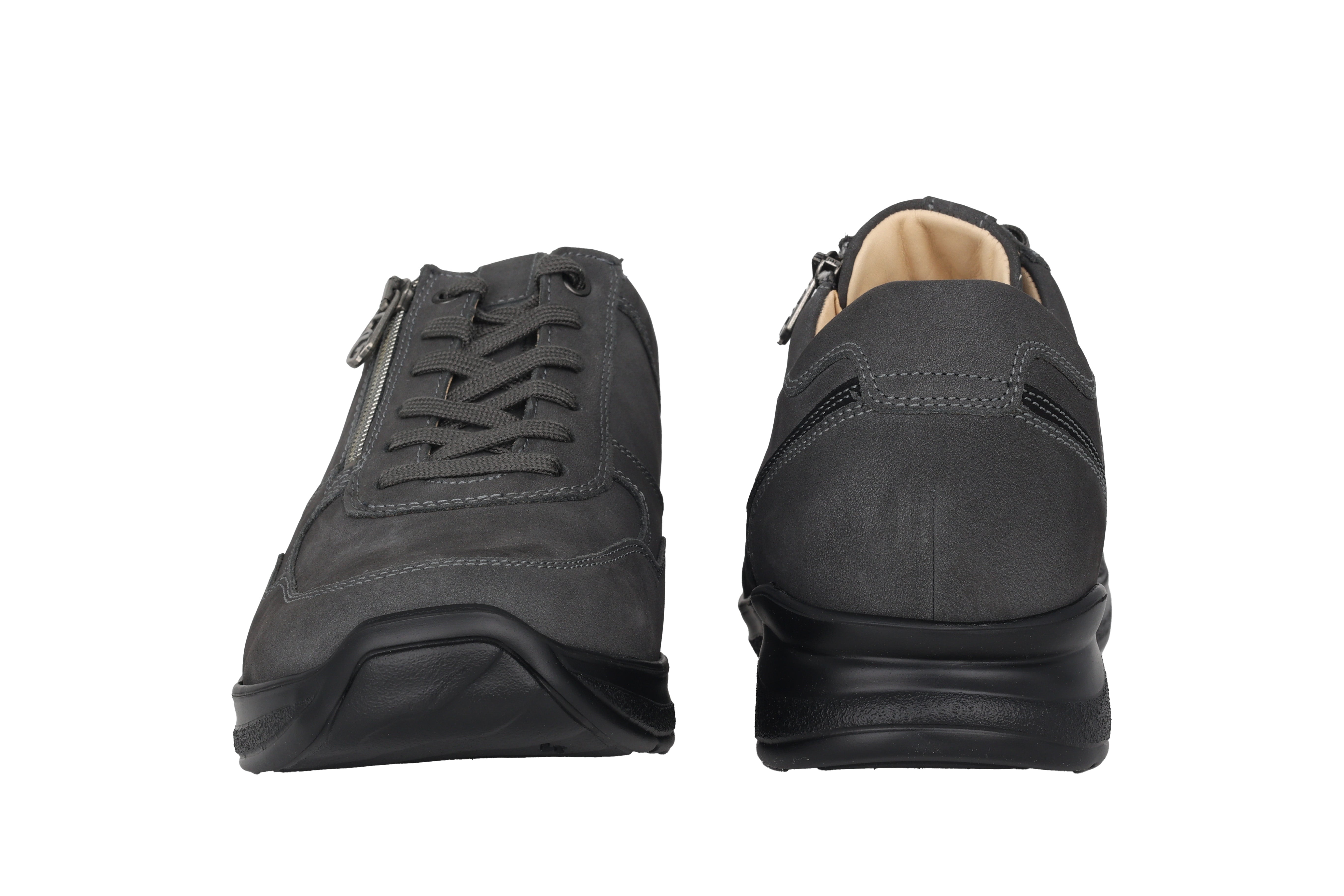 Chaussure de marche à lacets et fermeture éclair pour hommes 'Harald' - Coupe large (H) - Gris