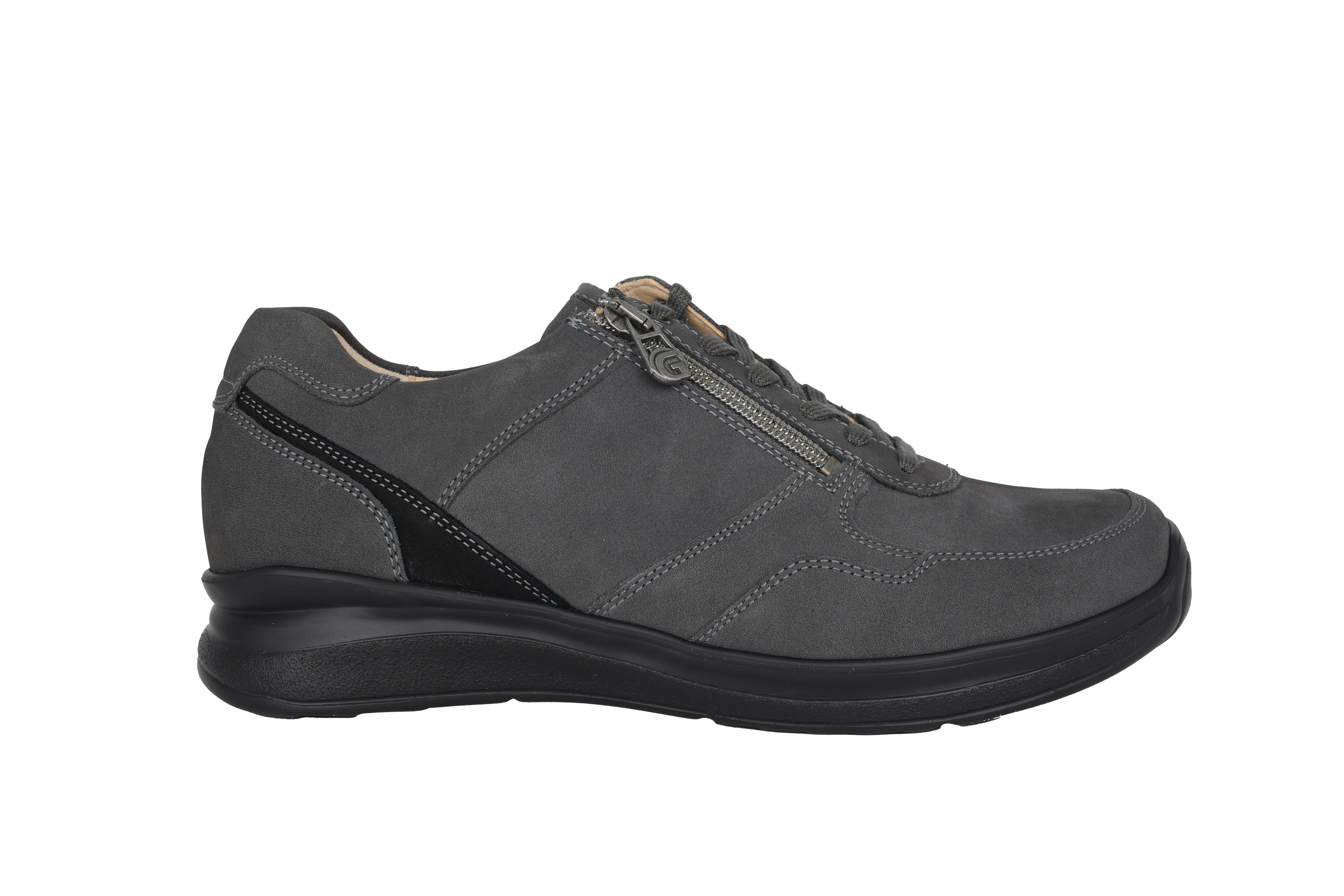 Chaussure de marche à lacets et fermeture éclair pour hommes 'Harald' - Coupe large (H) - Gris
