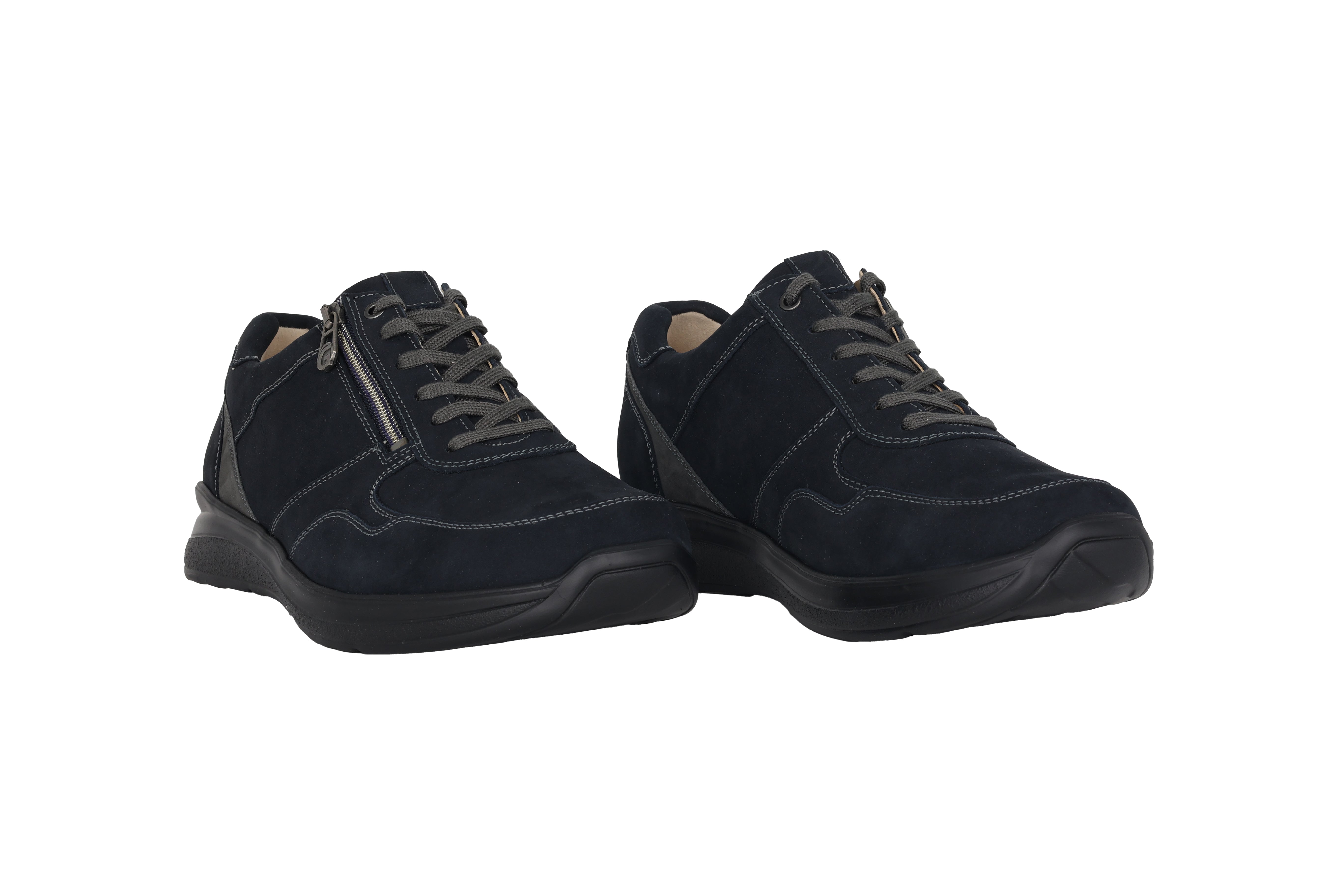 Chaussure de marche à lacets et fermeture éclair pour hommes 'Harald' - coupe large (H) - bleu