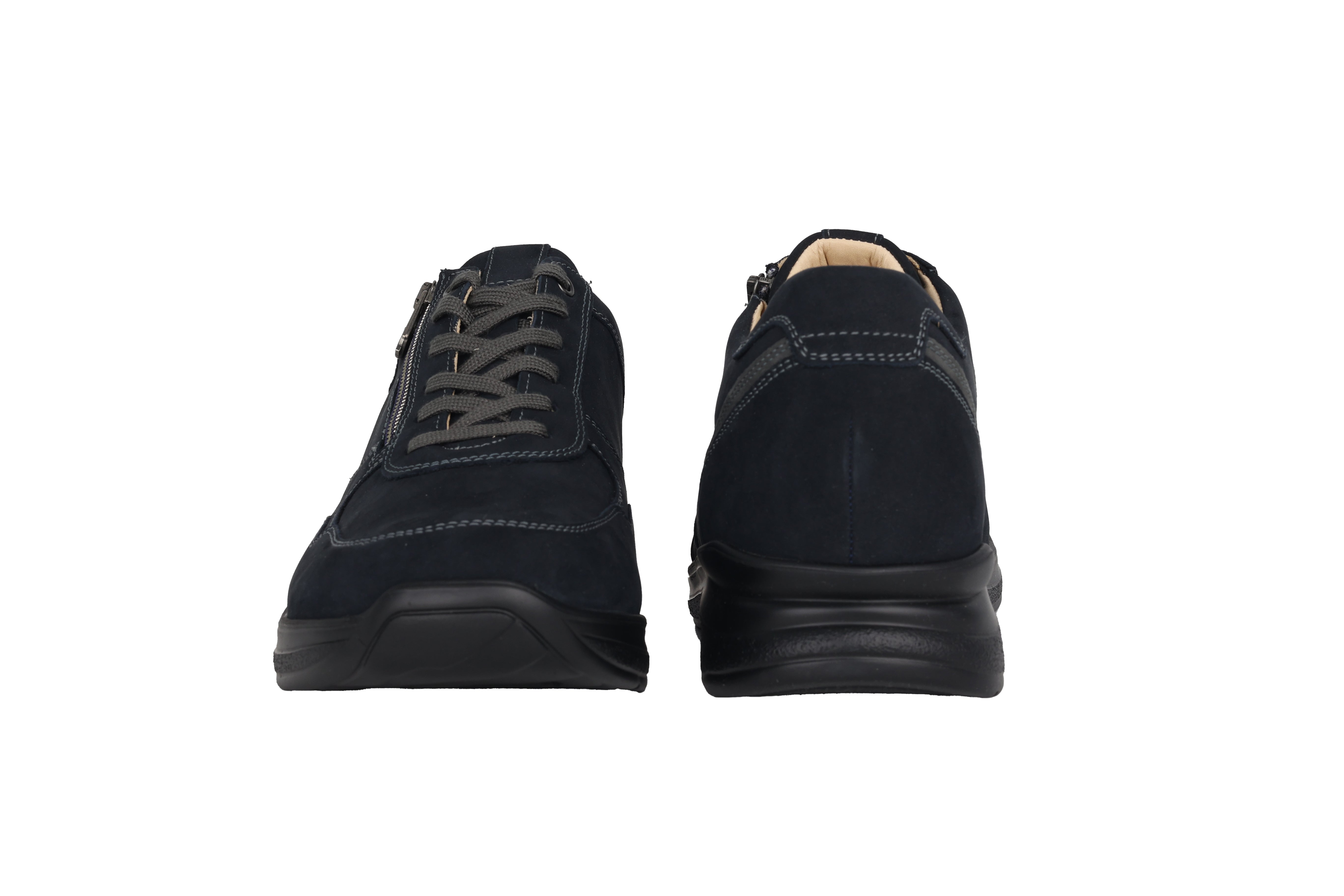 Chaussure de marche à lacets et fermeture éclair pour hommes 'Harald' - coupe large (H) - bleu