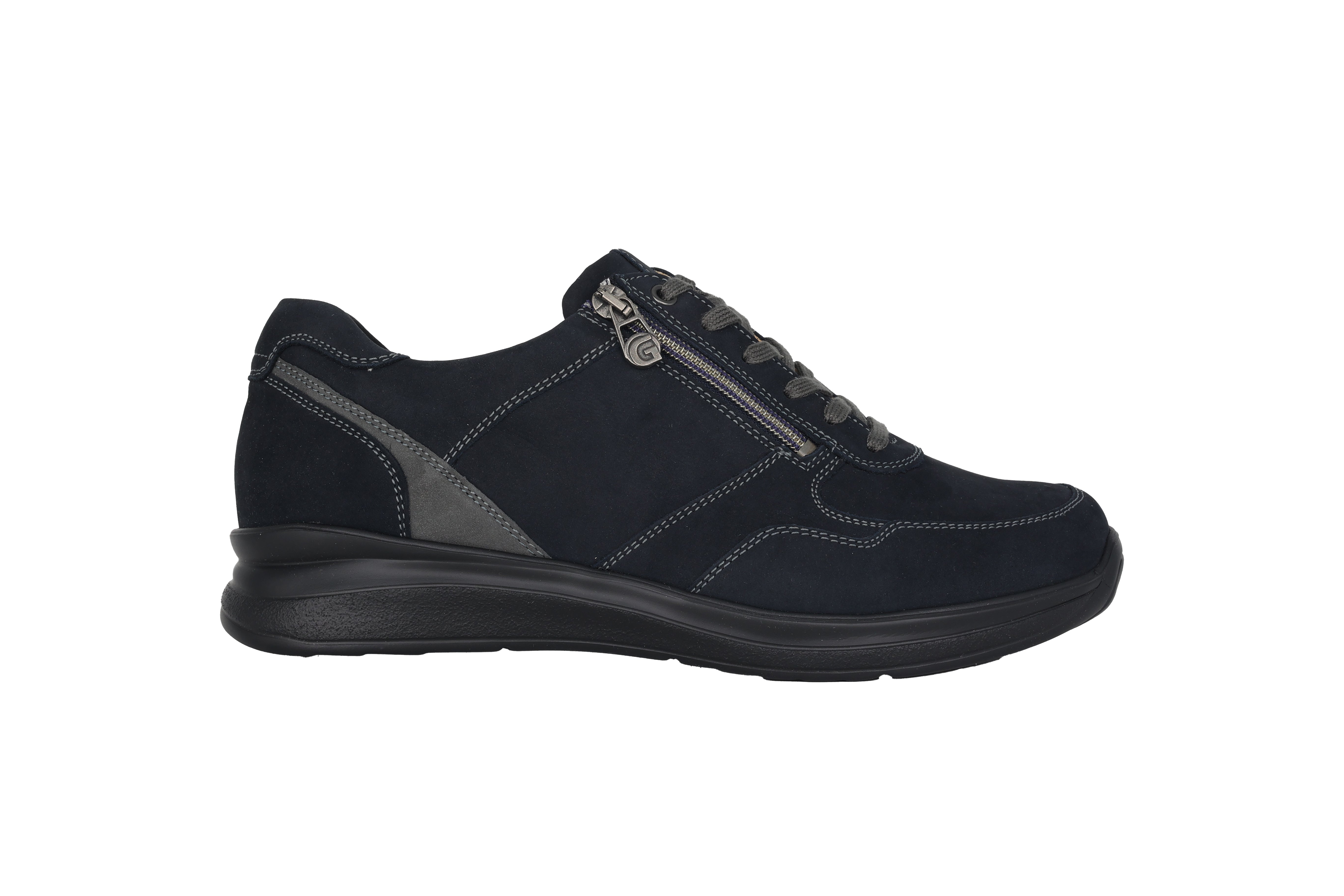 Chaussure de marche à lacets et fermeture éclair pour hommes 'Harald' - coupe large (H) - bleu