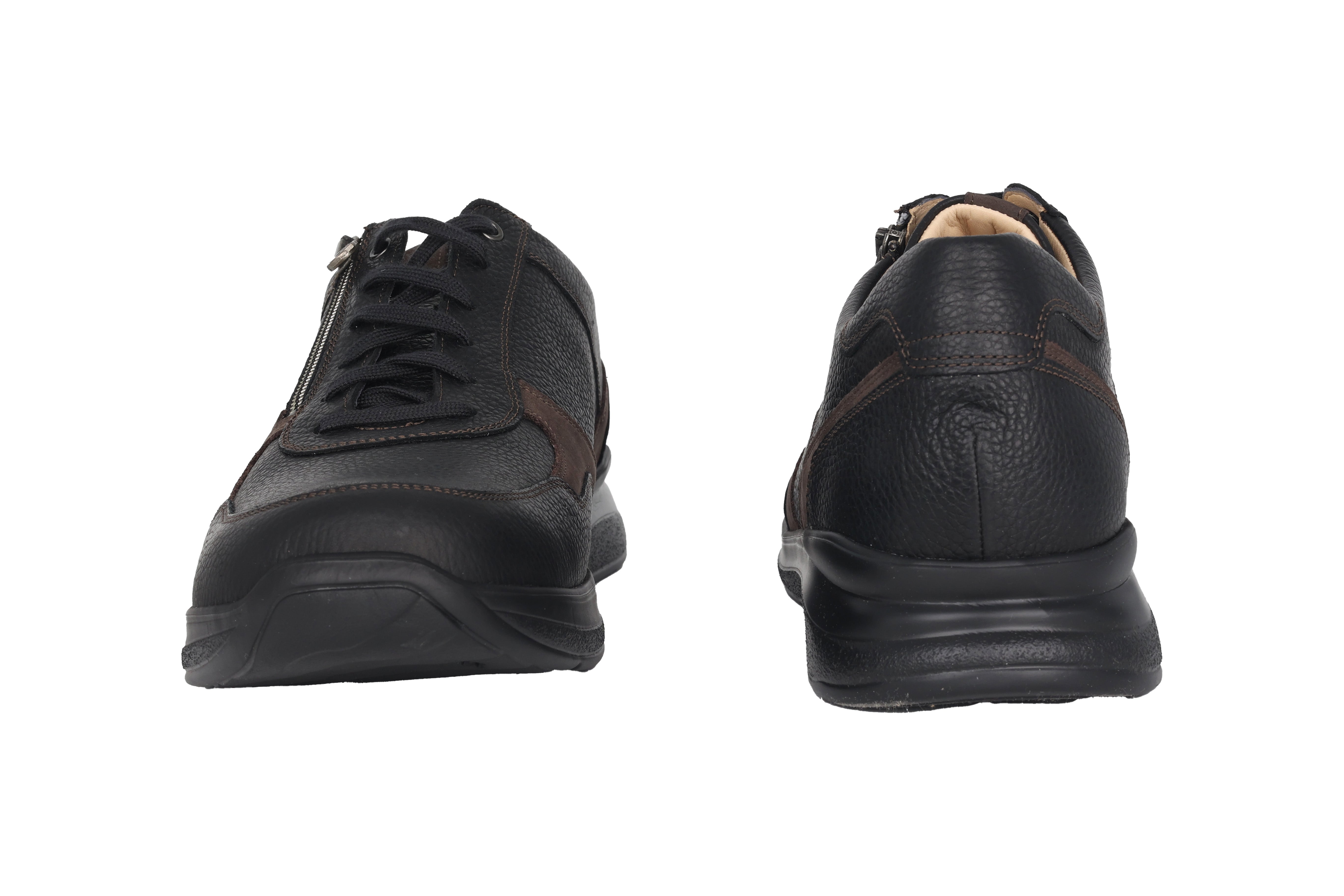 Baskets à lacets et zip pour hommes, coupe large (H), 'Harald' - noir