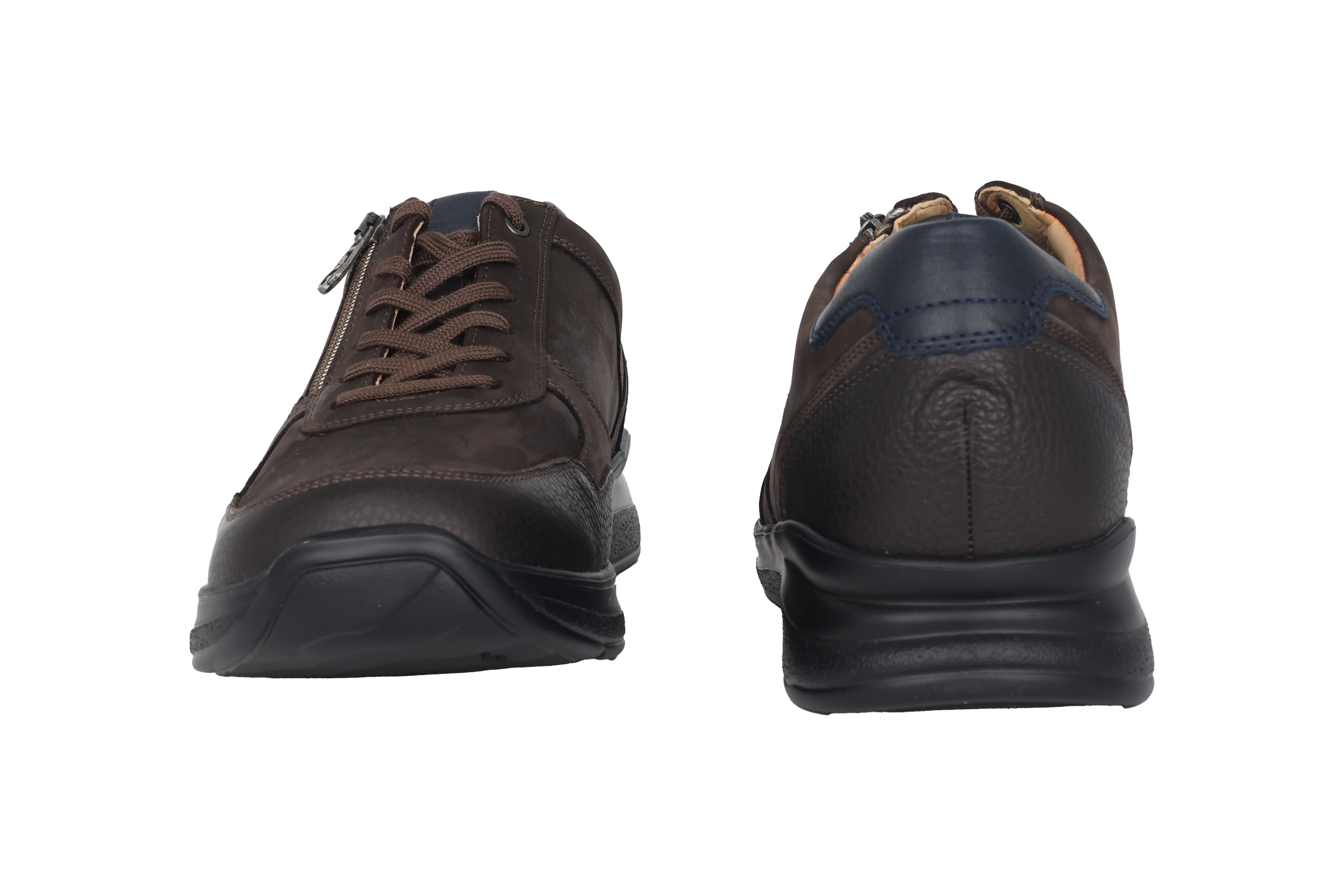 'Harald' Zapatos de hombre con cordones y cremallera de corte ancho (H) - marrón