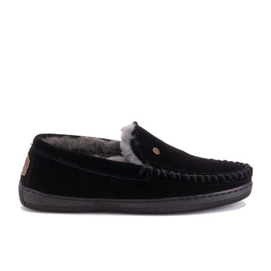 'Grizzly Suede' men's warmlined home slipper - Black - Chaplinshoes'Grizzly Suede' men's warmlined home slipper - BlackWarmbat