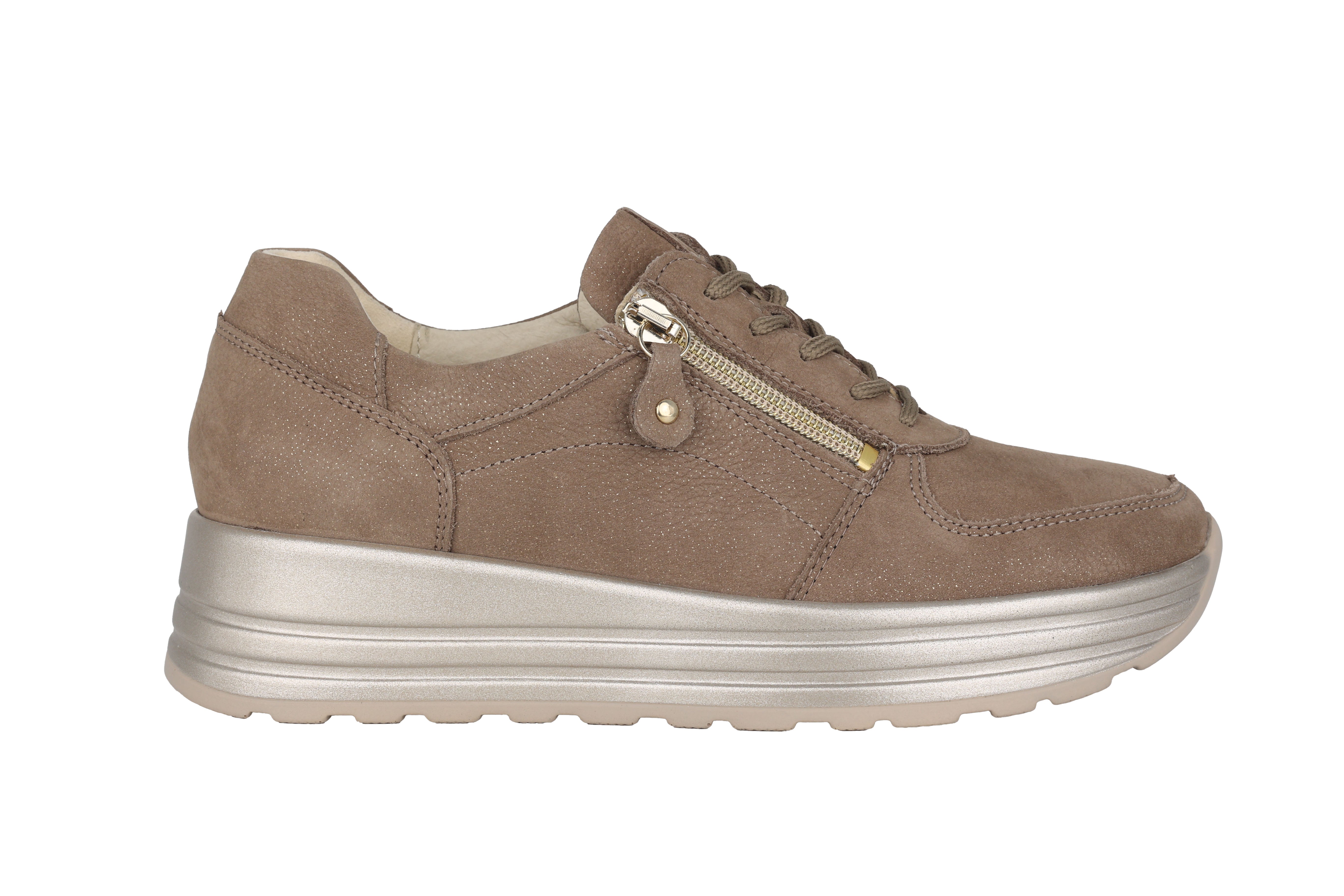 'H-Lana' women's wide fit (H) lace-zip shoe - Taupe