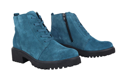 Dames enkellaarsje 'H - Luise' met brede pasvorm (H) - blauw - Chaplinshoes'H - Luise' dames enkellaars met brede pasvorm (H) - blauwWaldläufer
