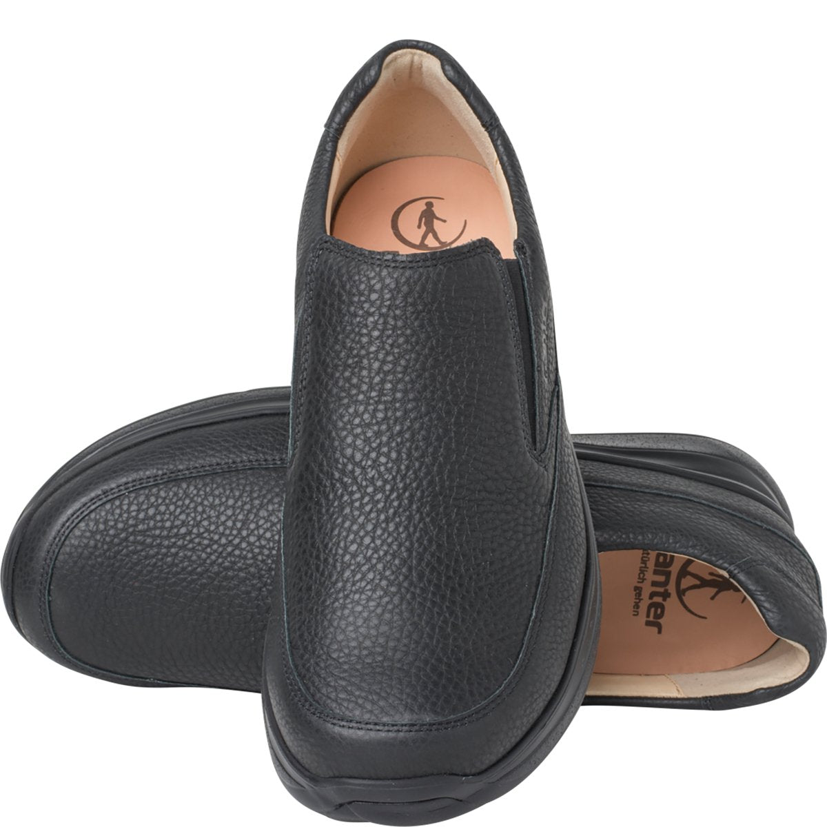 Mocasín ergonómico de corte ancho (H) para hombre 'Harald' - Negro - ChaplinshoesMocasín ergonómico de corte ancho (H) para hombre 'Harald' - BlackGanter