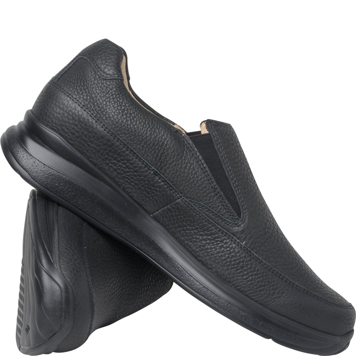 Mocasín ergonómico de corte ancho (H) para hombre 'Harald' - Negro - ChaplinshoesMocasín ergonómico de corte ancho (H) para hombre 'Harald' - BlackGanter
