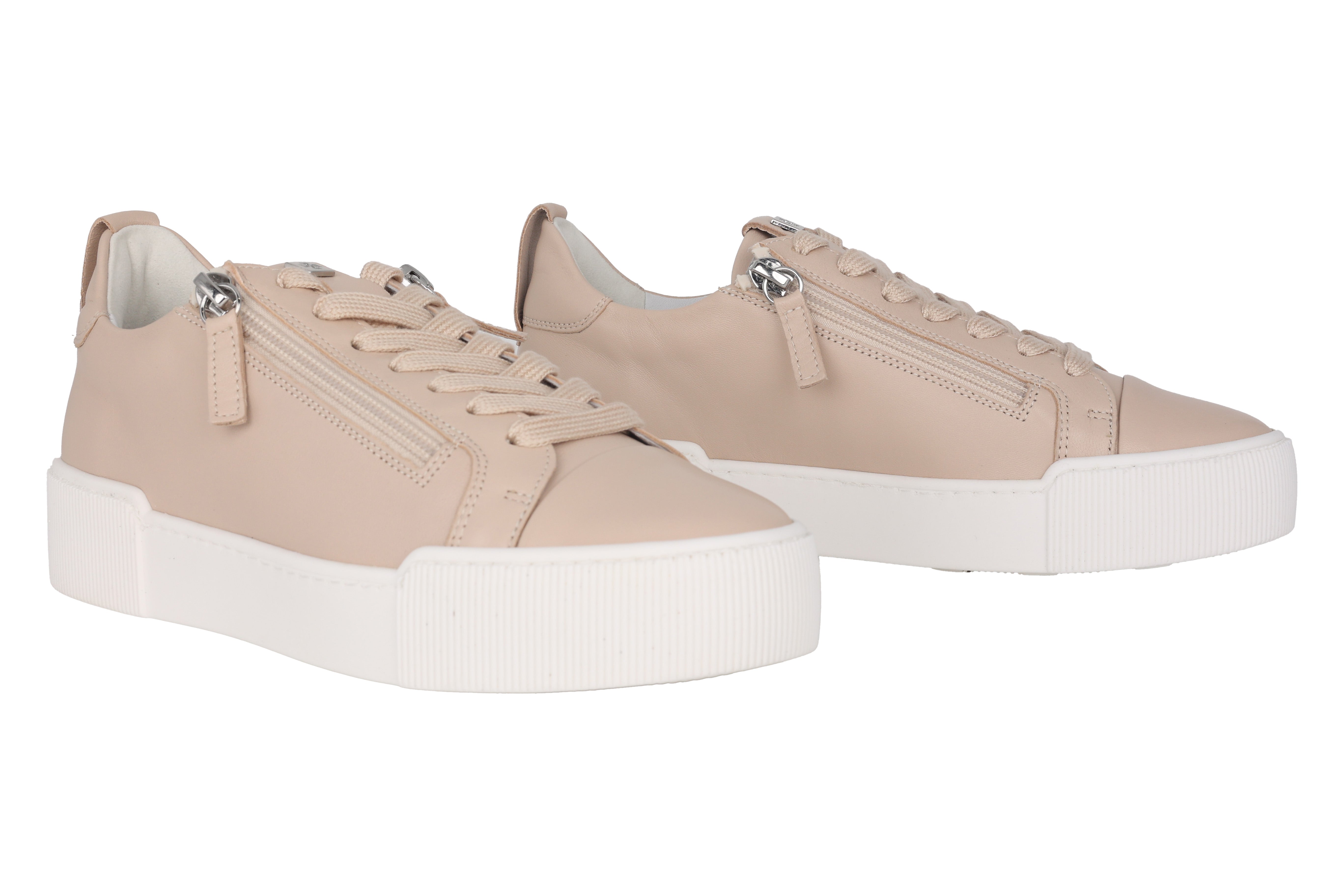 „Bequeme“ Damen-Sneaker mit Schnürverschluss und Reißverschluss – Beige