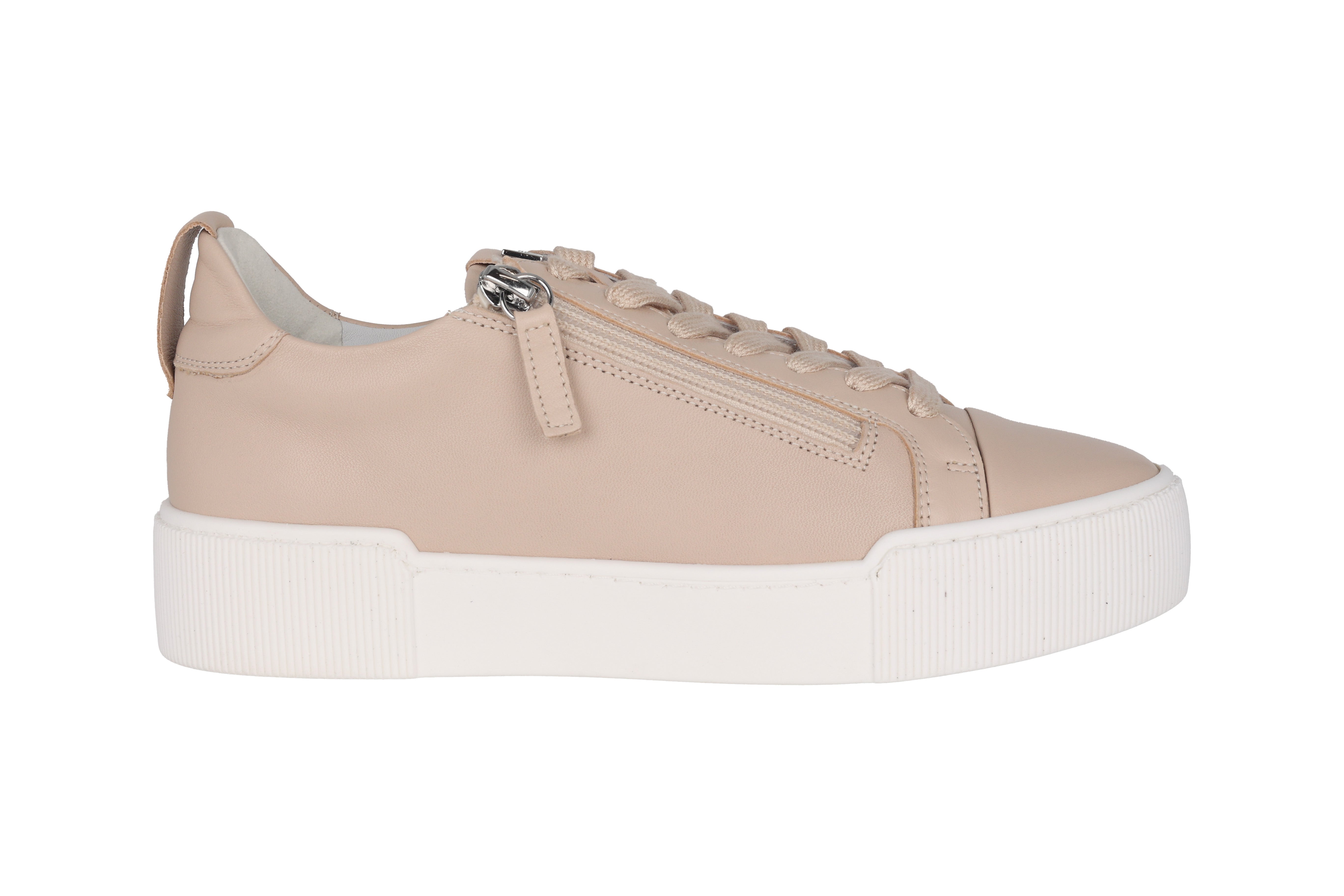 „Bequeme“ Damen-Sneaker mit Schnürverschluss und Reißverschluss – Beige