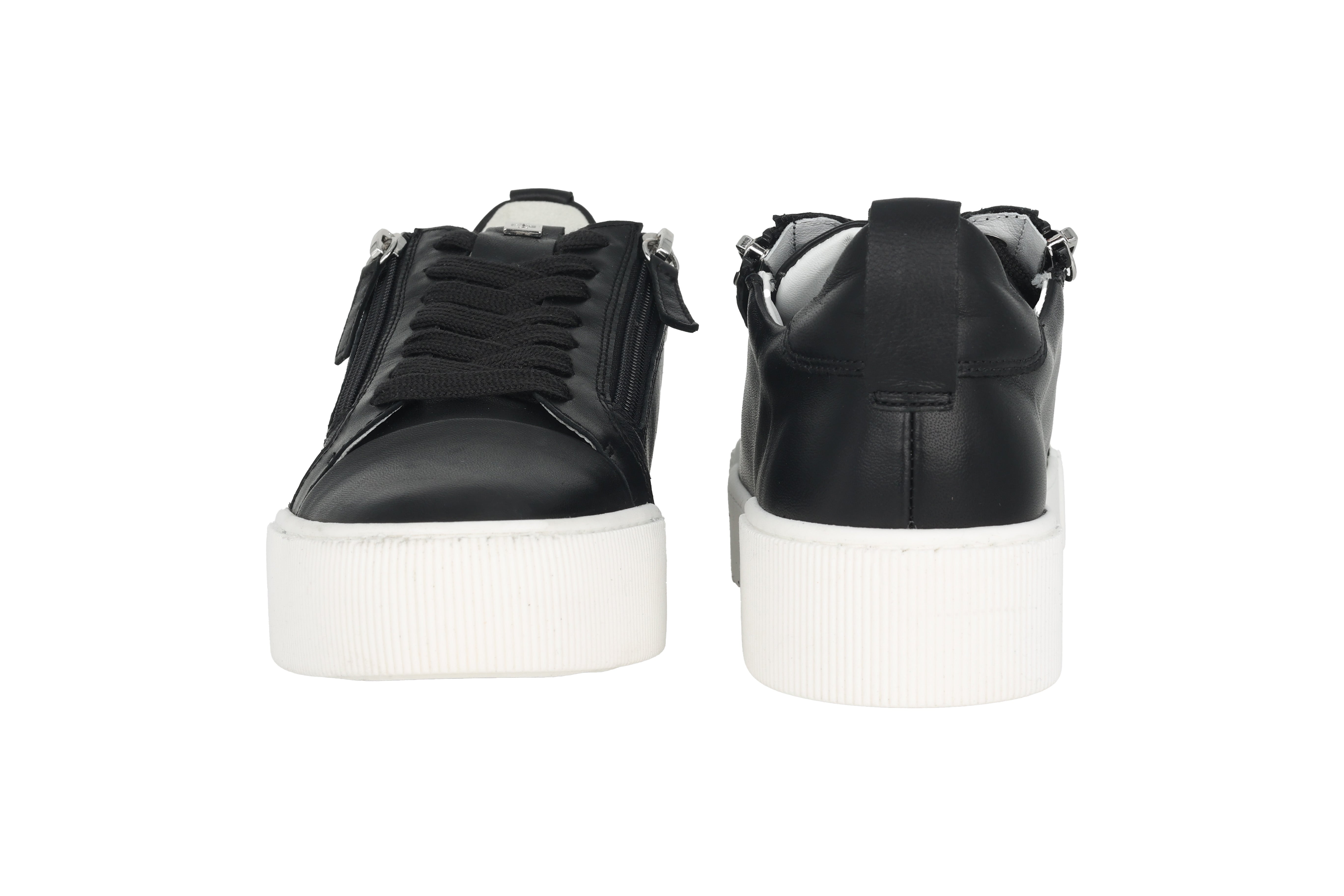 'Comfy' damessneaker met veters en ritssluiting - zwart