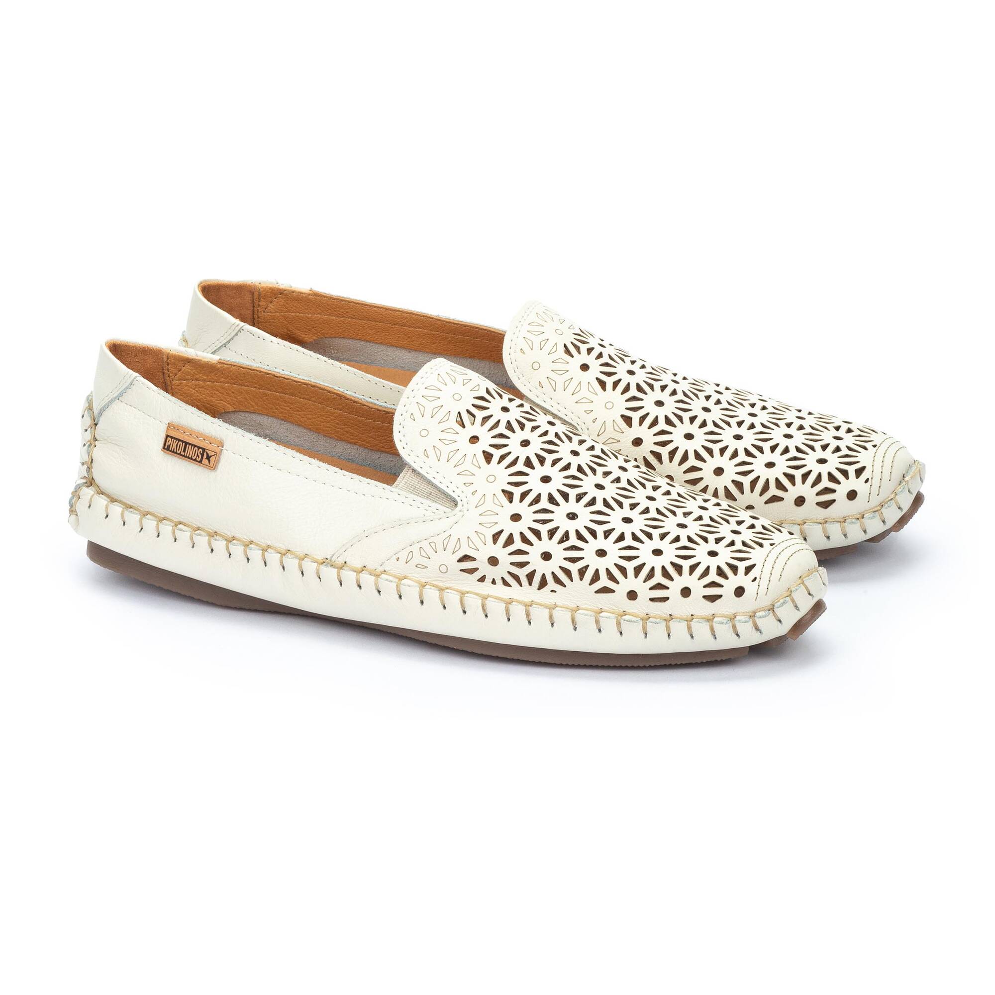 'Jerez' women's perforated summer loafer - off white - Chaplinshoes'Jerez' women's perforated summer loafer - off whitePikolinos