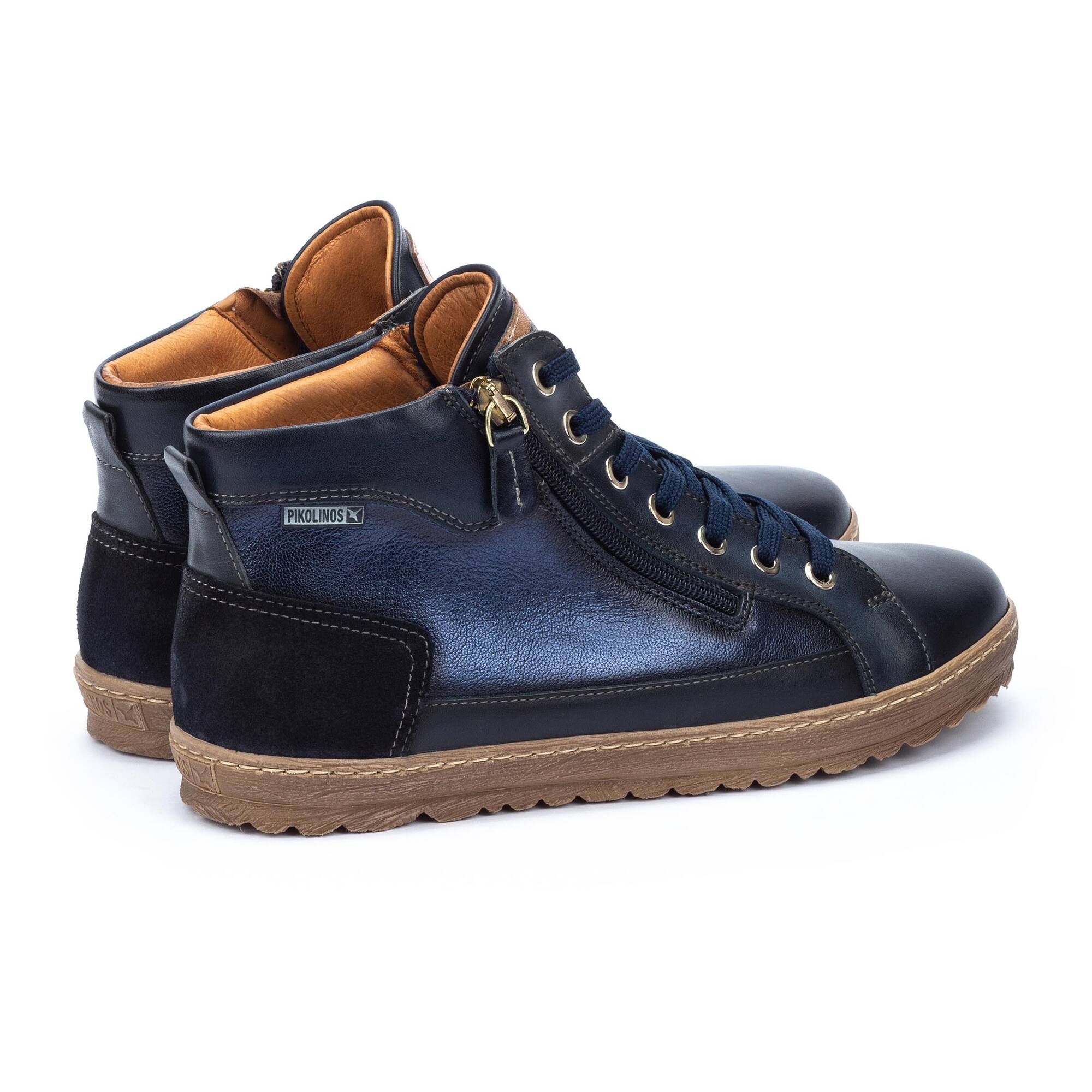 'Lagos' women's lace - zip sneaker boot - blue - Chaplinshoes'Lagos' women's lace - zip sneaker boot - bluePikolinos