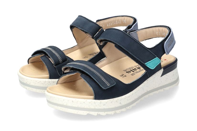 'Elora' women's ergonomic wide fit (H) sandal - blue