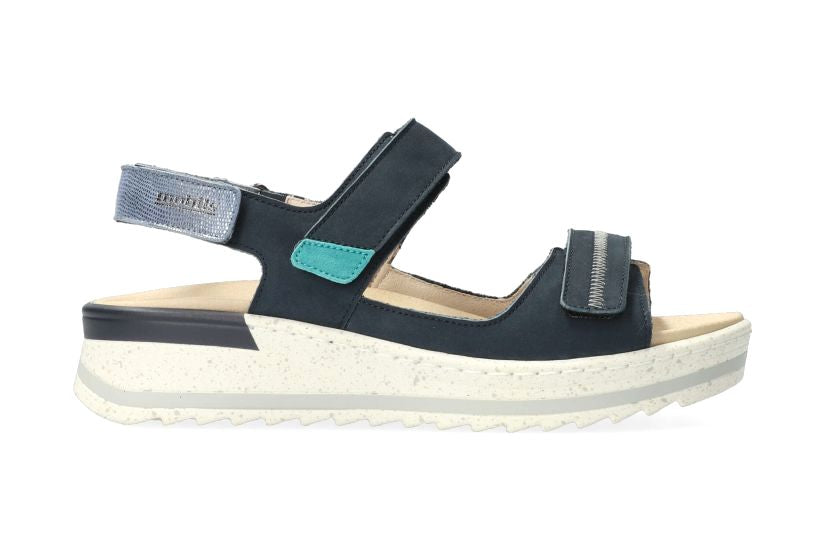 'Elora' women's ergonomic wide fit (H) sandal - blue