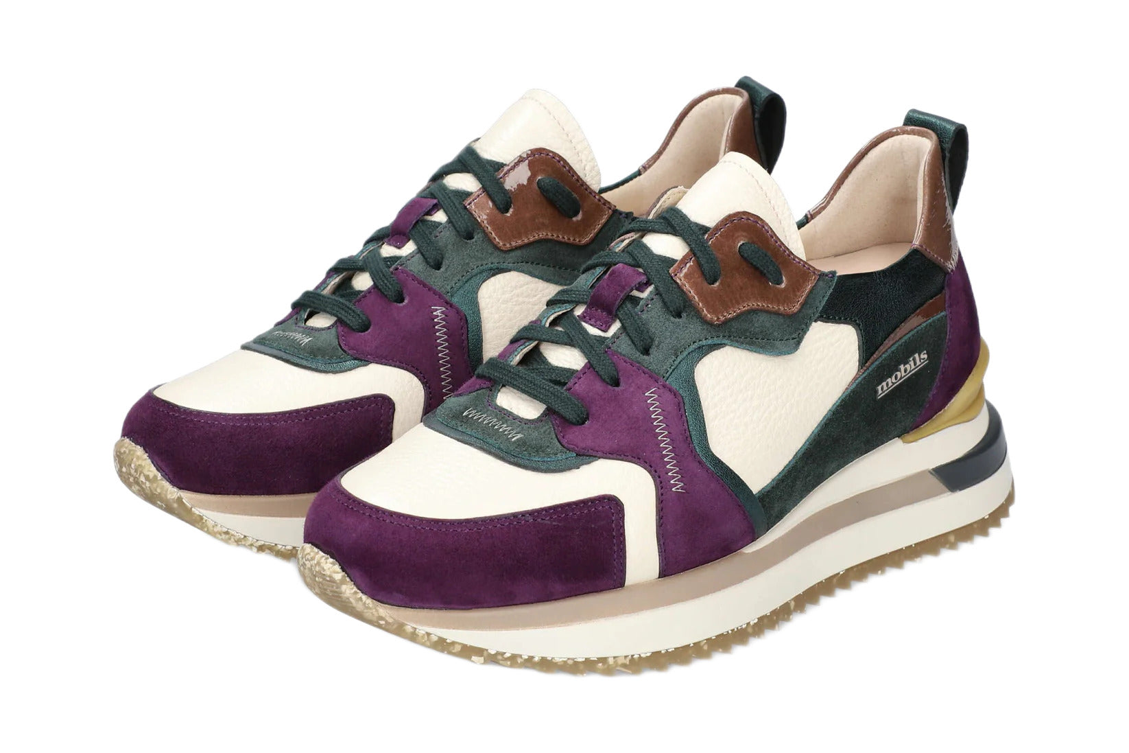 Dámská ergonomická šněrovací bota 'Janel' wide fit (H) - Zelenofialová bílá mix