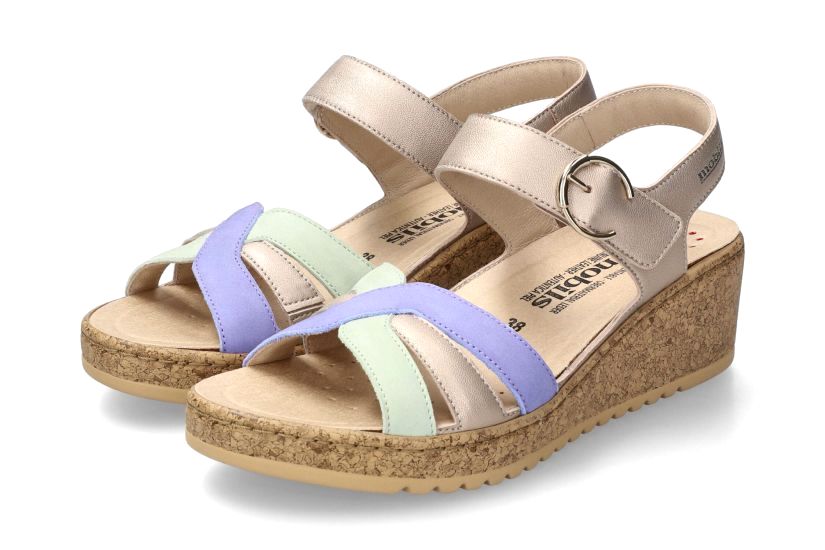 Nancia' women's ergonomic wide fit (H) sandal - beige green lavandel mix