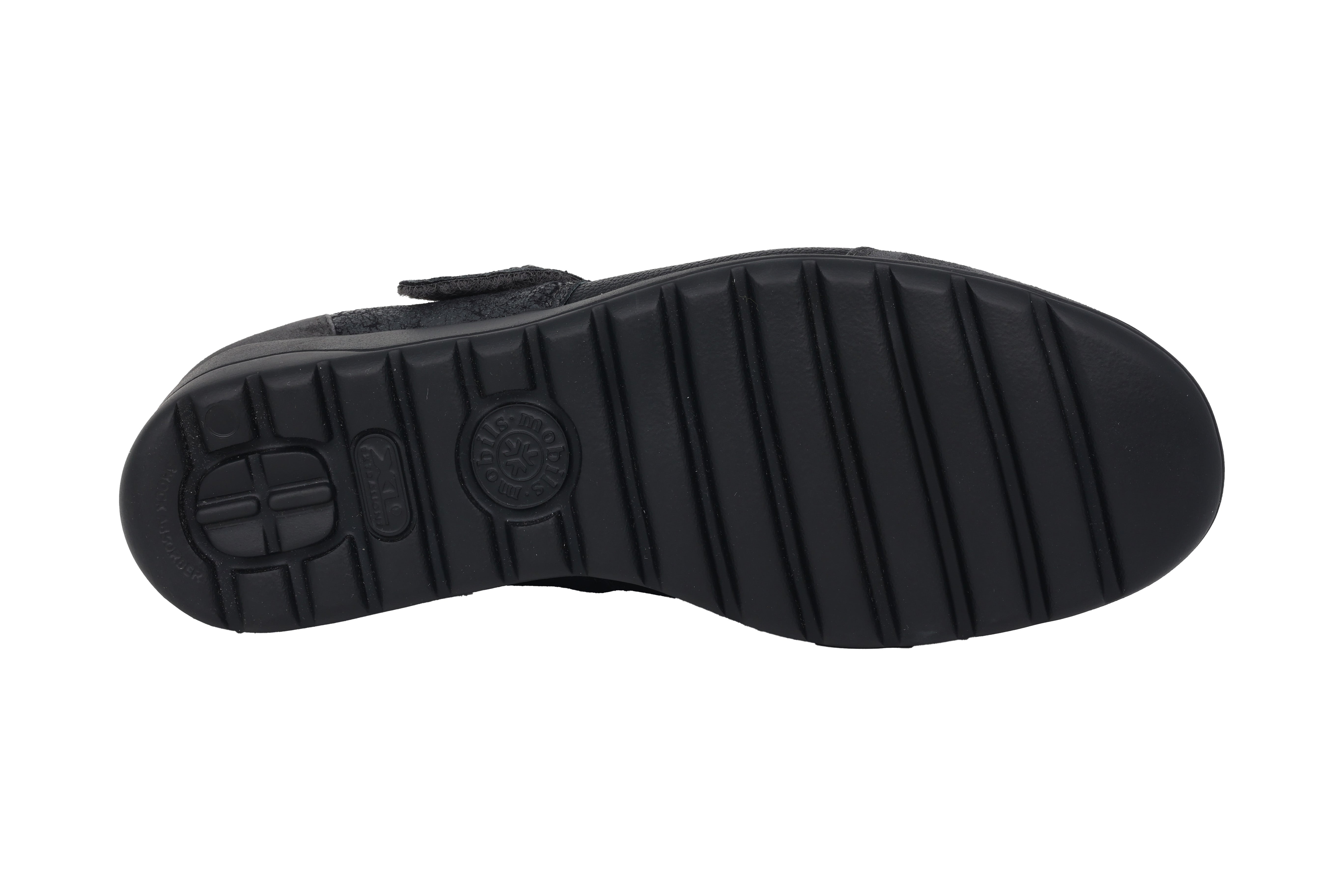 Ergonomische Damen-Ballerinas „Bathilda“ mit breitem Riemen (H) – Grau