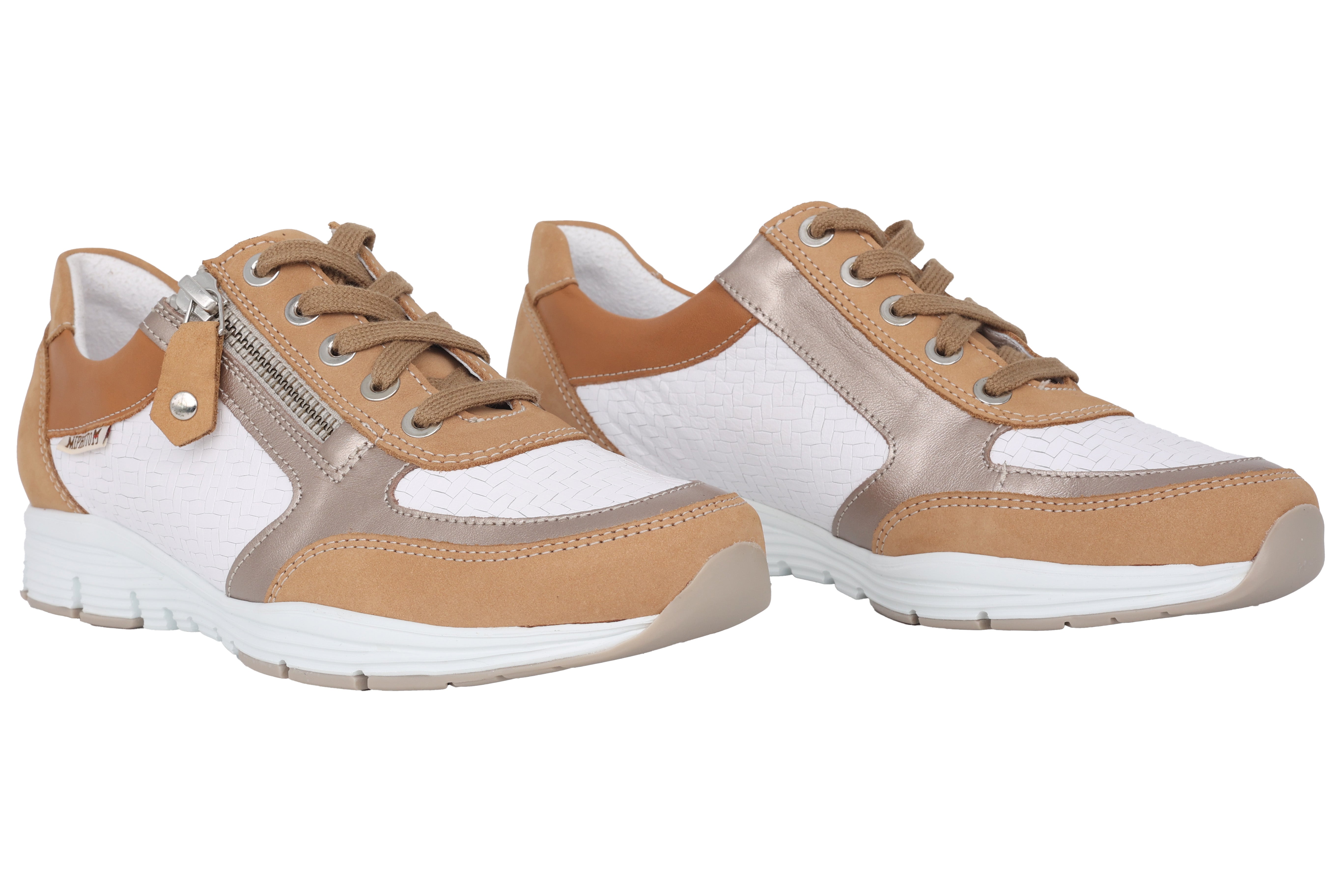 Sneaker da donna con zip e lacci 'Ylona' - Mix bianco beige