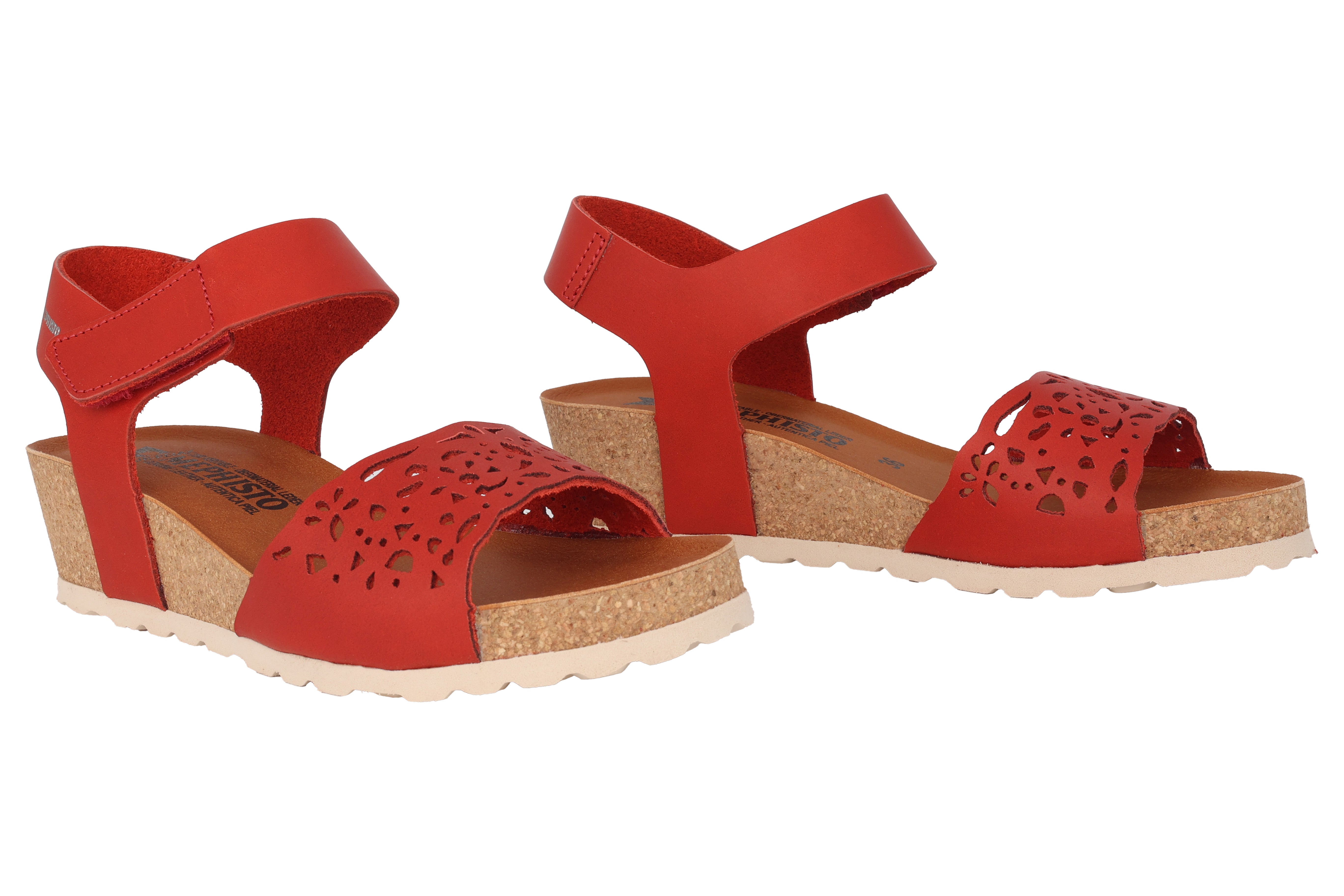 'Raphaela' sandalia de corcho con cuña para mujer - rojo