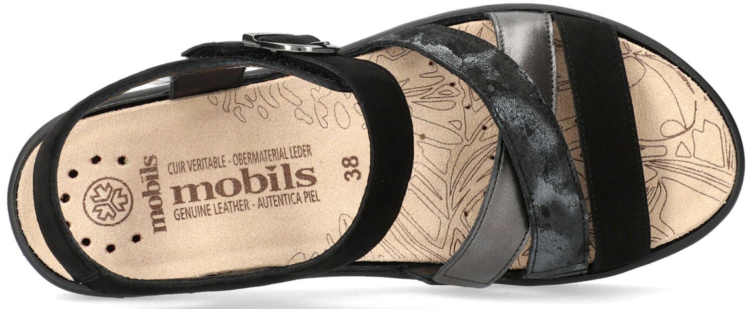 Ergonomische damessandaal 'Pietra' met brede pasvorm (H) - zwart - Chaplinshoes'Pietra' ergonomische damessandalen met brede pasvorm (H) - zwart Mephisto