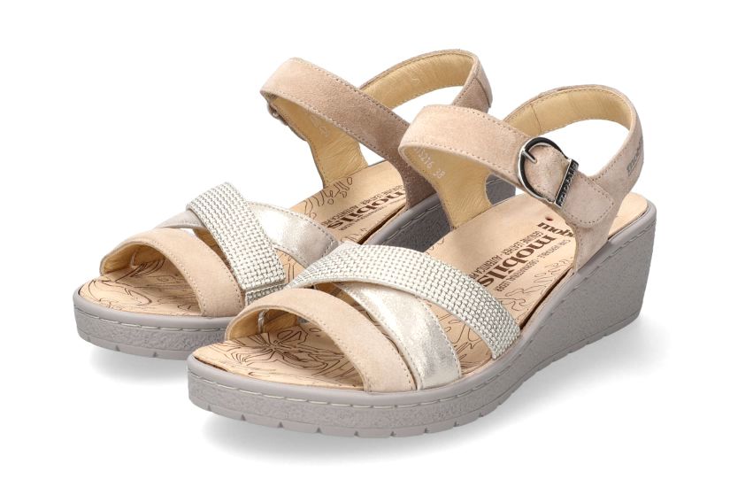 Damessandaal 'Pietra' brede pasvorm (H) - Beige mix - ChaplinshoesDamessandaal 'Pietra' brede pasvorm (H) - Beige mix Mephisto
