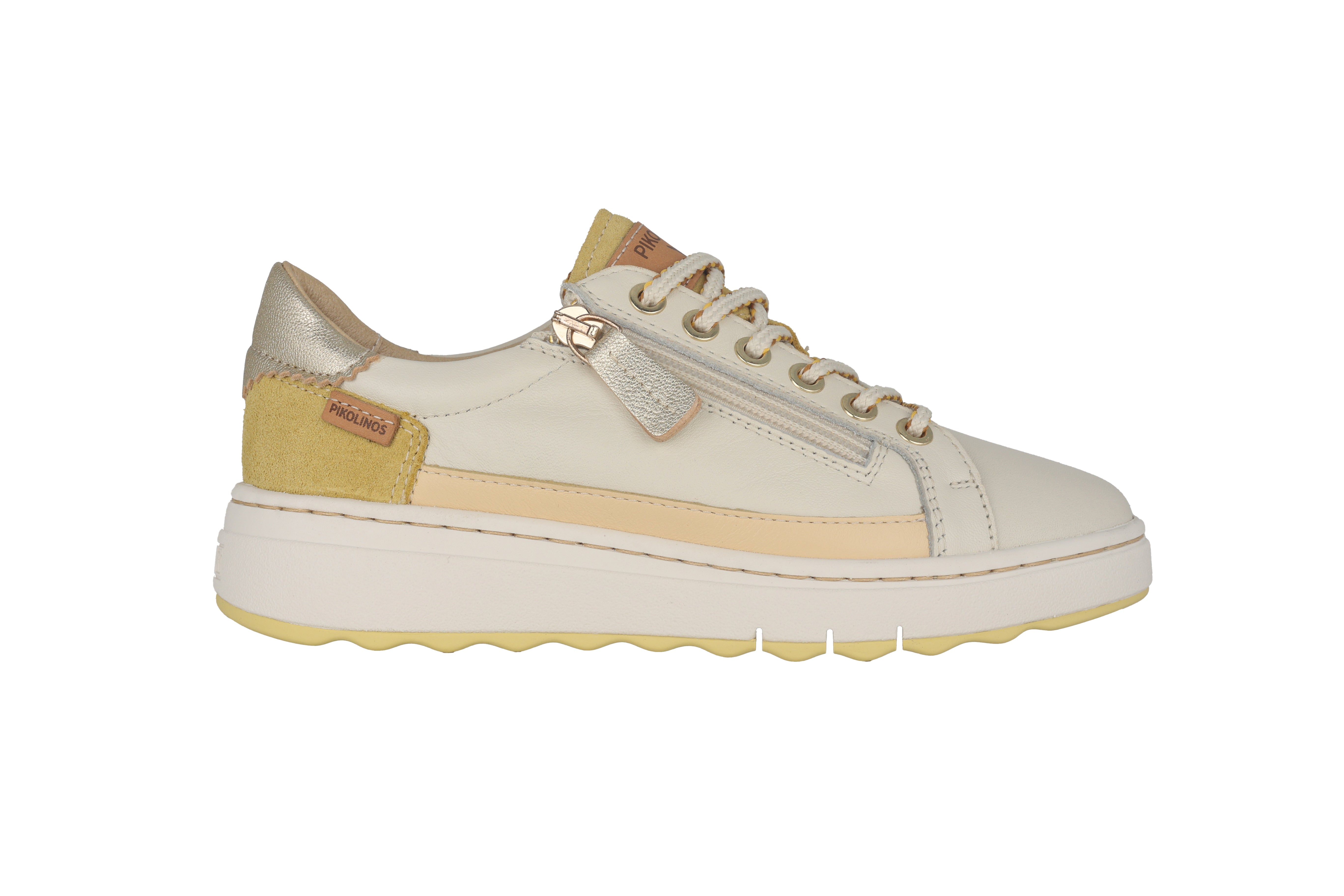 Sneaker à lacets pour femme 'Arenas' - blanc/jaune