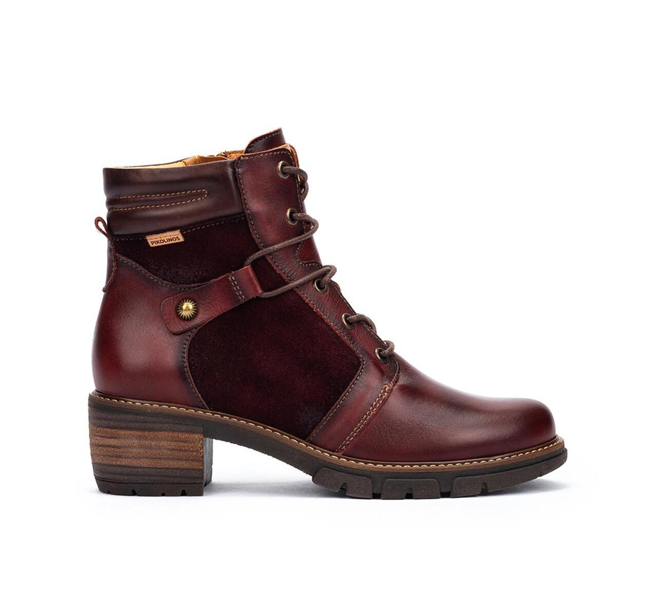 Damenstiefel 'San Sebastia' mit Schnürverschluss und Reißverschluss – Rot