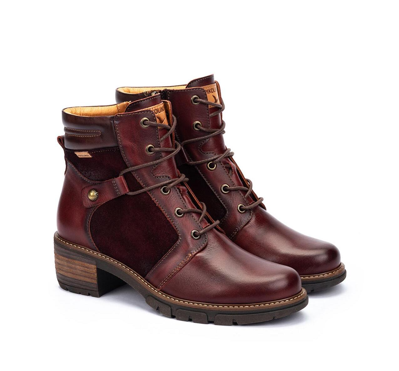 Damenstiefel 'San Sebastia' mit Schnürverschluss und Reißverschluss – Rot