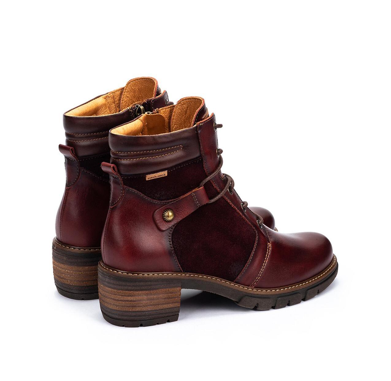 Damenstiefel 'San Sebastia' mit Schnürverschluss und Reißverschluss – Rot