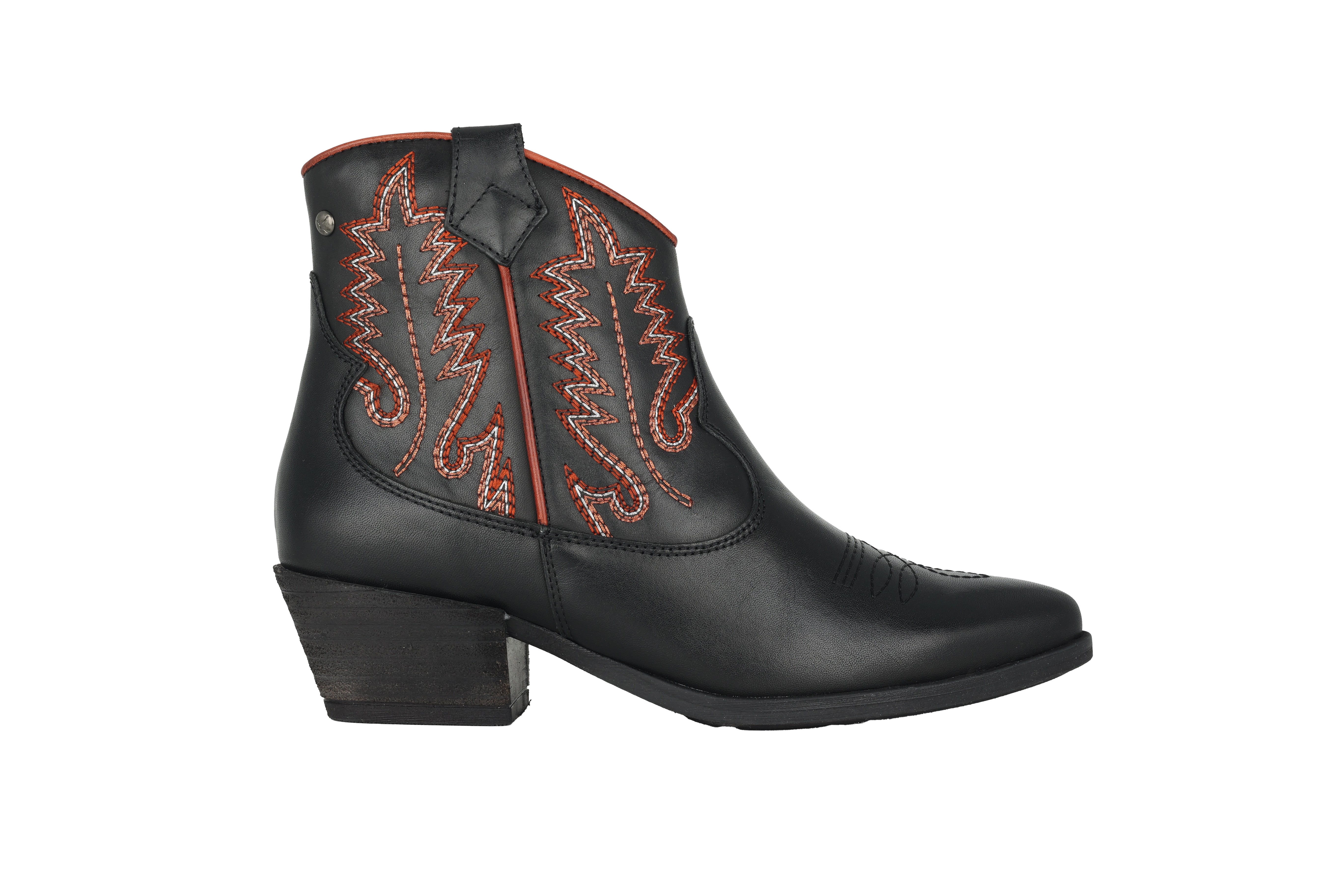 Damenstiefelette „Vergel“ im Cowboy-Stil – Schwarz