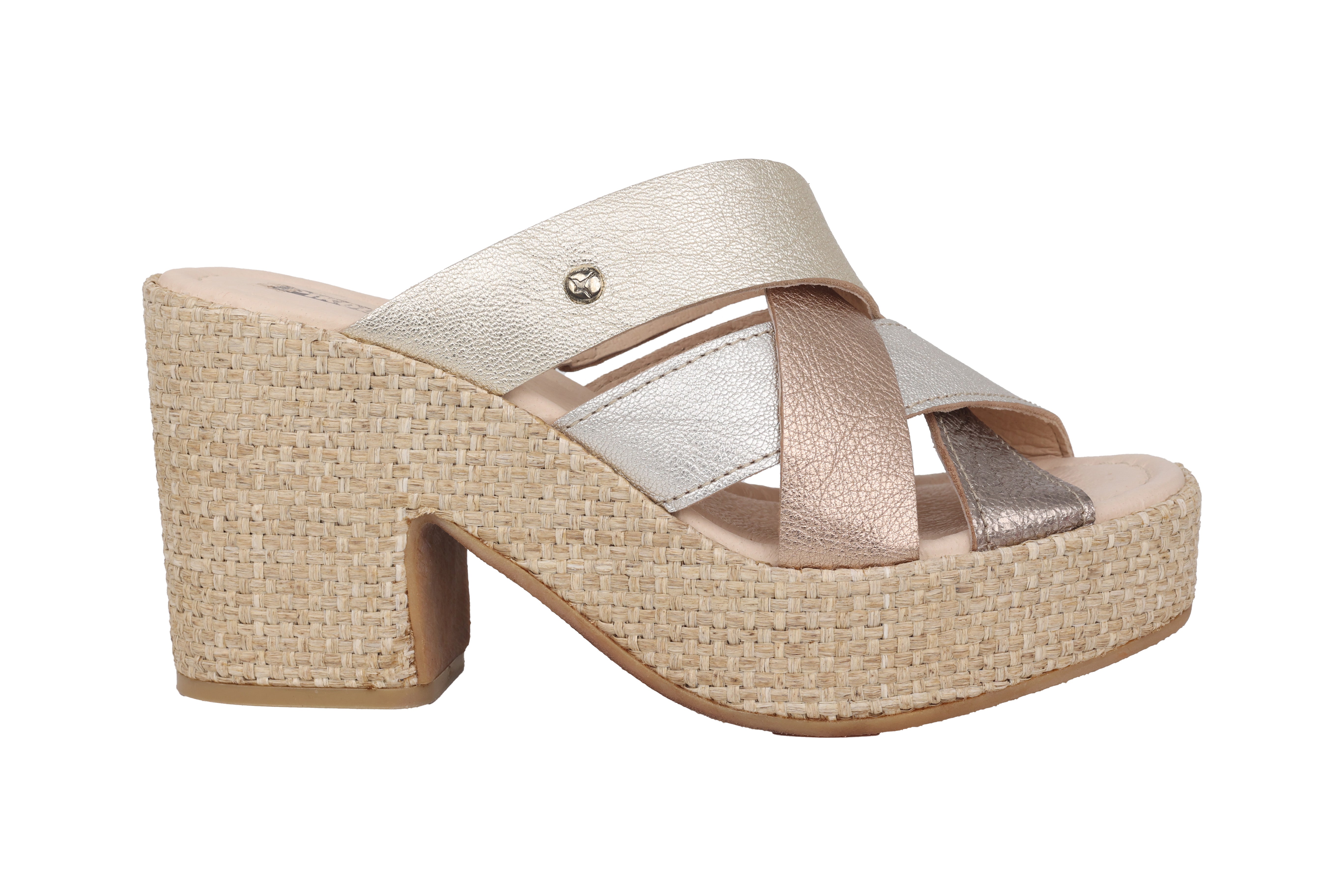 Sandale femme 'San Juan' - Mélange beige doré