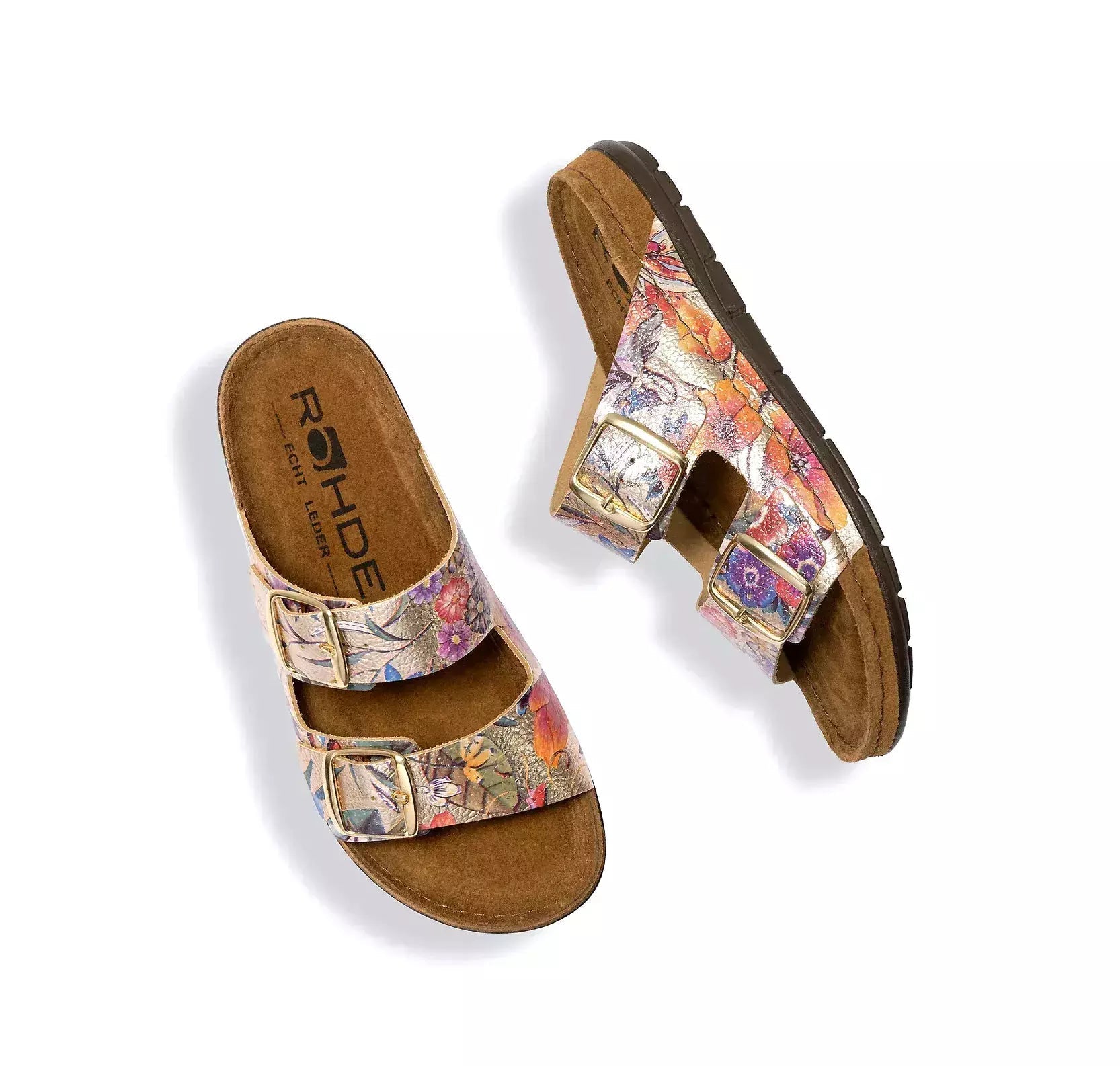 'Rodigo - D' dames slide sandaal - goud mix - Chaplinshoes'Rodigo - D' dames slide sandaal - goud mixRohde